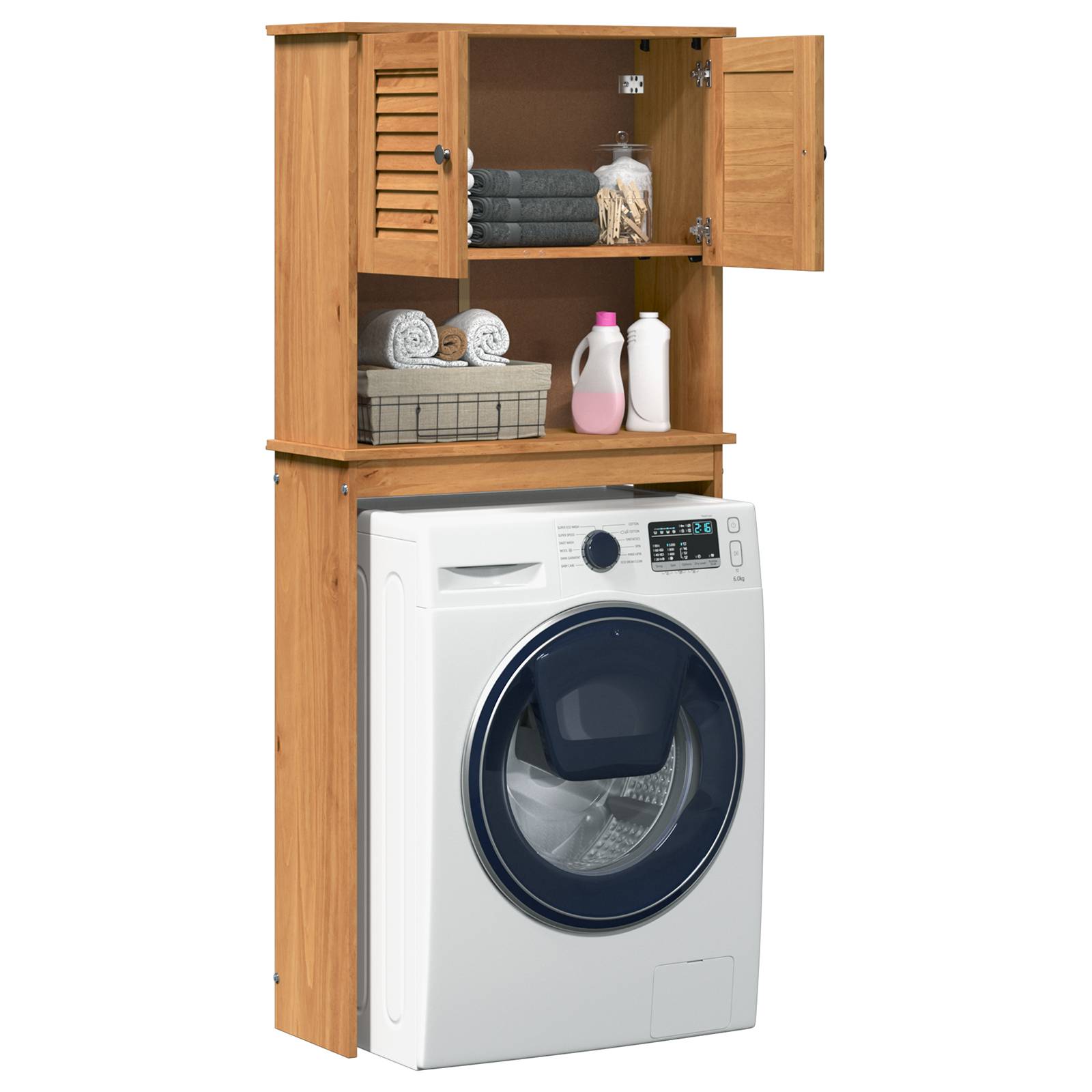 vidaXL Waschmaschinen-Schrank mit Regal Honigbraun 72,5 x 27 x 161 cm
