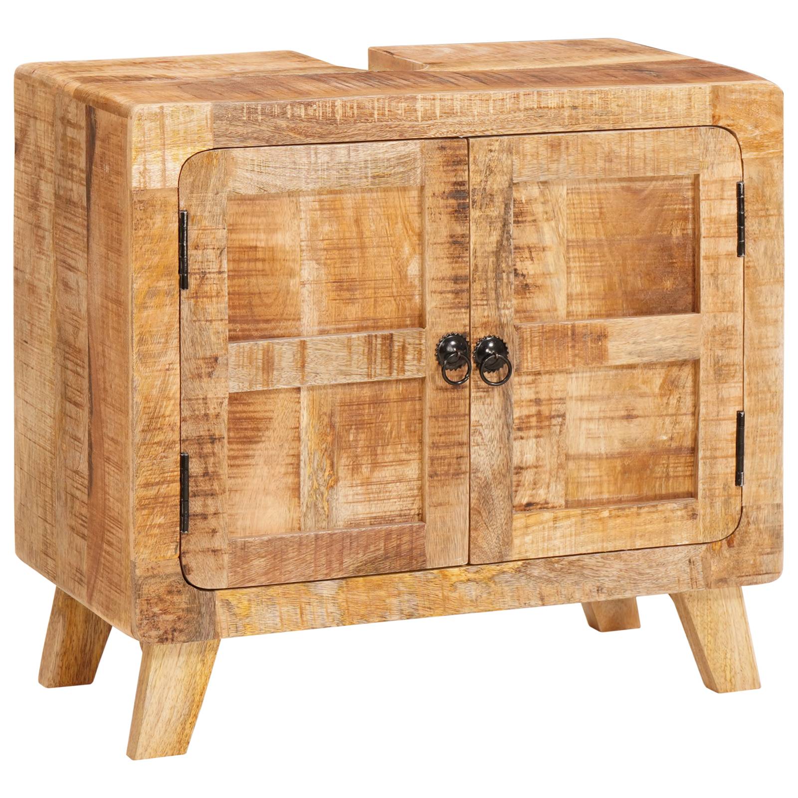 vidaXL Badezimmer Schrank Braun Massives Mangoholz, Ingenieurholz