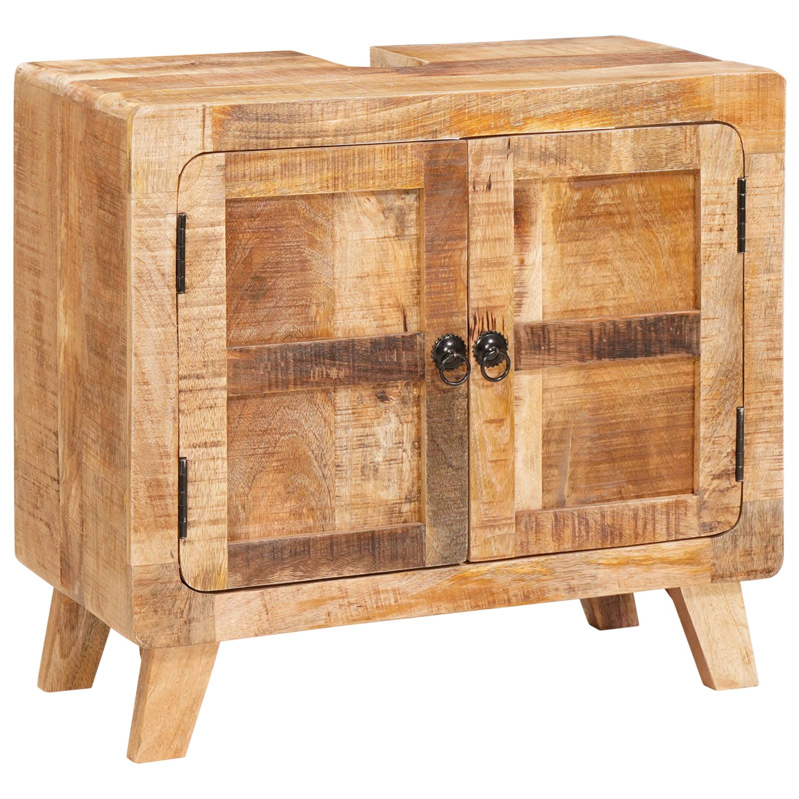 vidaXL Badezimmer Schrank Braun Massives Mangoholz, Ingenieurholz