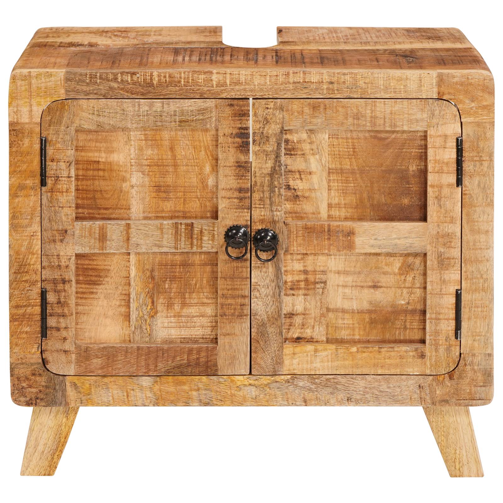 vidaXL Badezimmer Schrank Braun Massives Mangoholz, Ingenieurholz