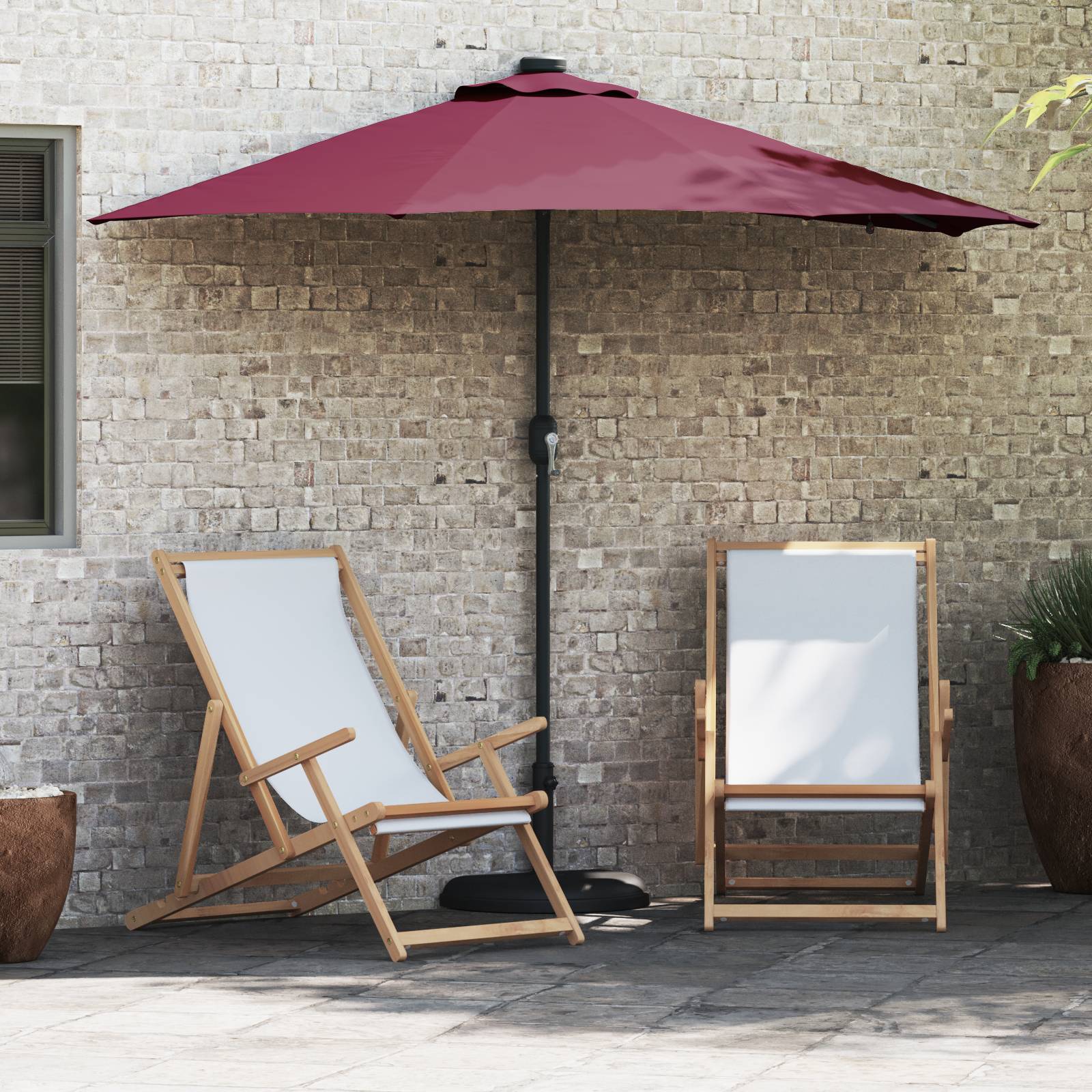 vidaXL Gartenparasol Bordeauxrot 294 x 150 x 223 cm Stoff