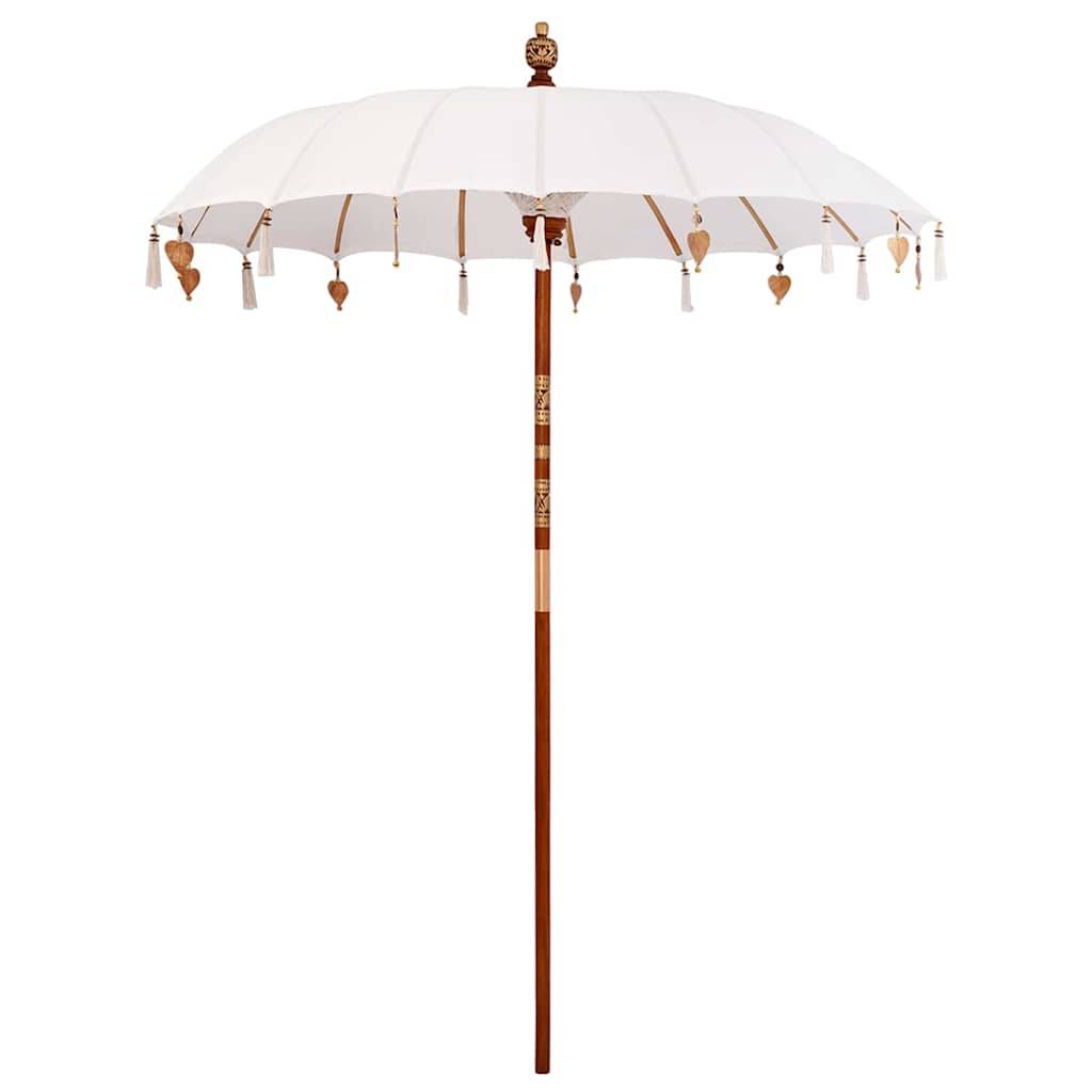 vidaXL Sonnenschirm Creme x 250 cm Baumwolle und Massivholz