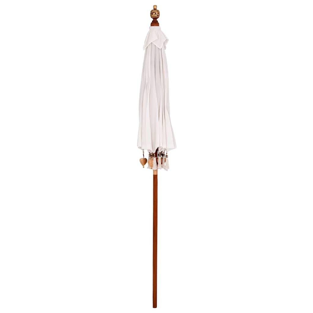 vidaXL Sonnenschirm Creme x 250 cm Baumwolle und Massivholz