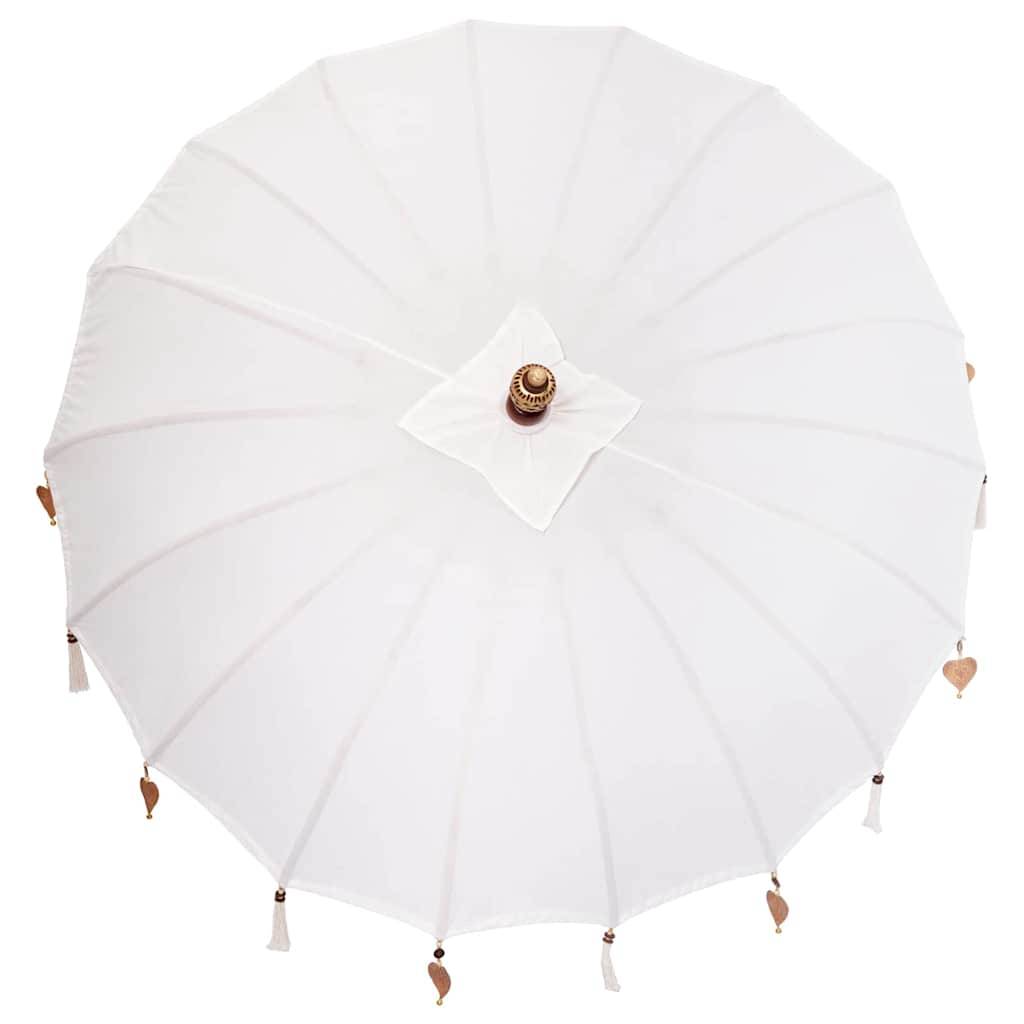 vidaXL Sonnenschirm Creme x 250 cm Baumwolle und Massivholz