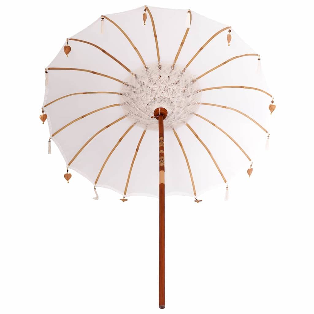 vidaXL Sonnenschirm Creme x 250 cm Baumwolle und Massivholz