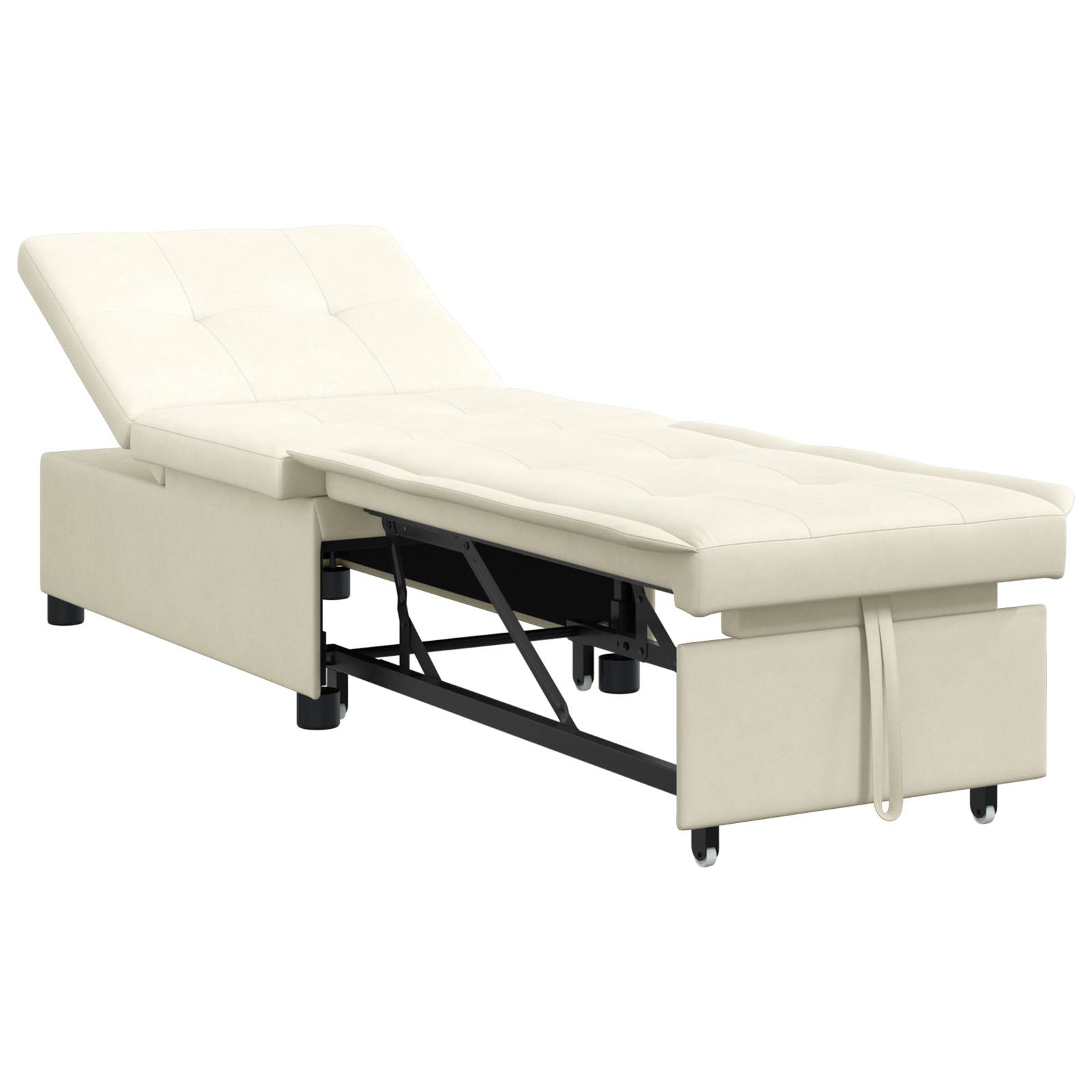 vidaXL Schlafsofa 3-in-1 Ausziehbar Creme Samt