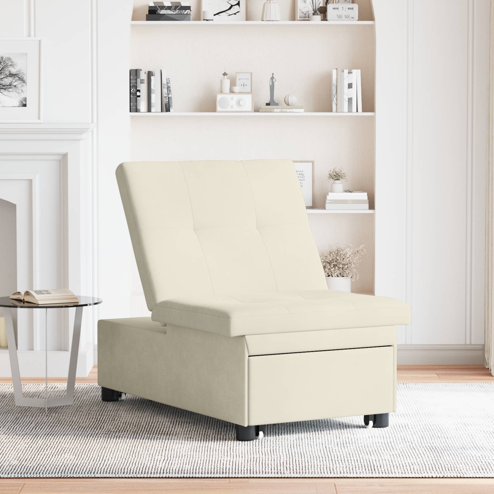 vidaXL Schlafsofa 3-in-1 Ausziehbar Creme Samt