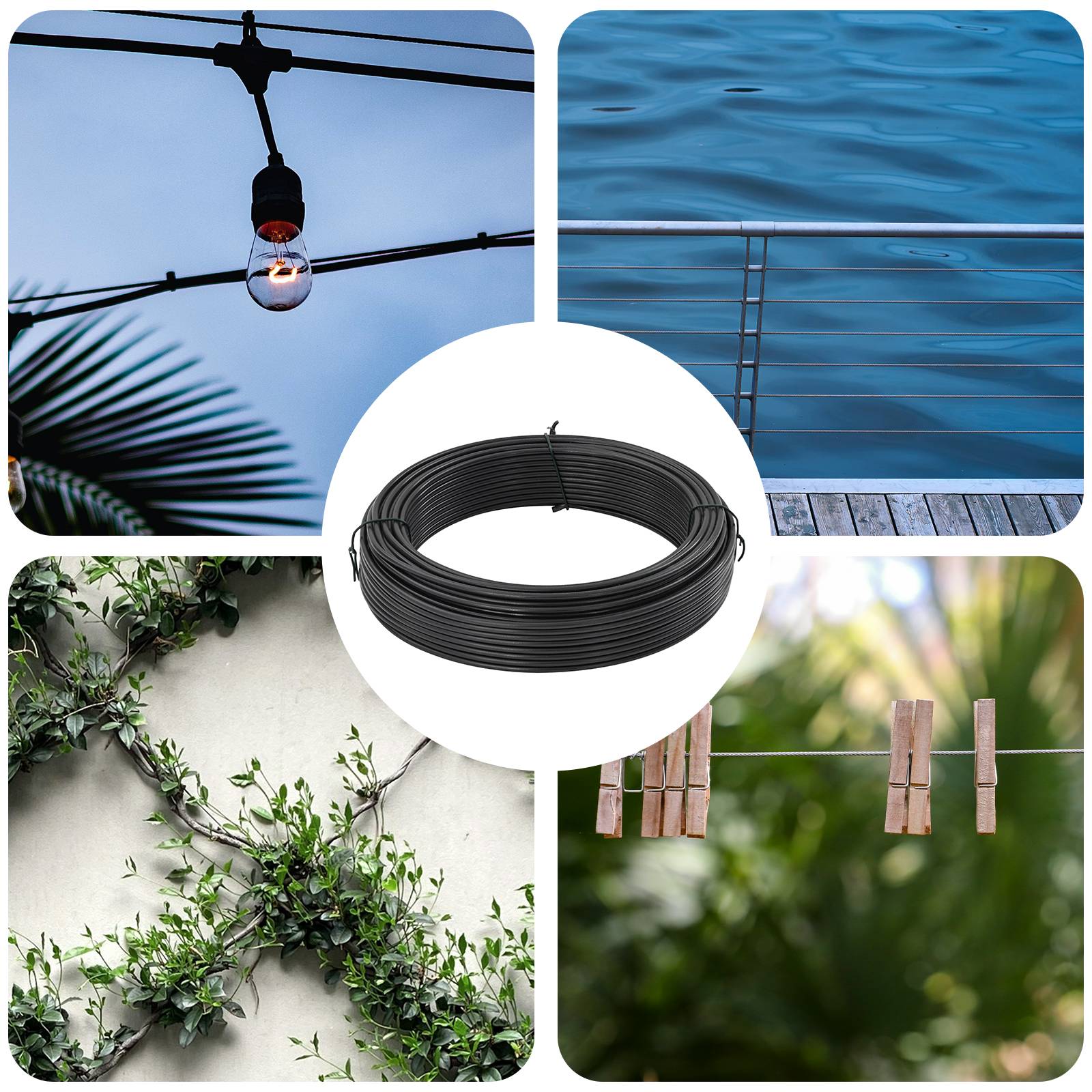 vidaXL Zaunbindedraht Anthrazit 33 m PVC-beschichteter Stahl