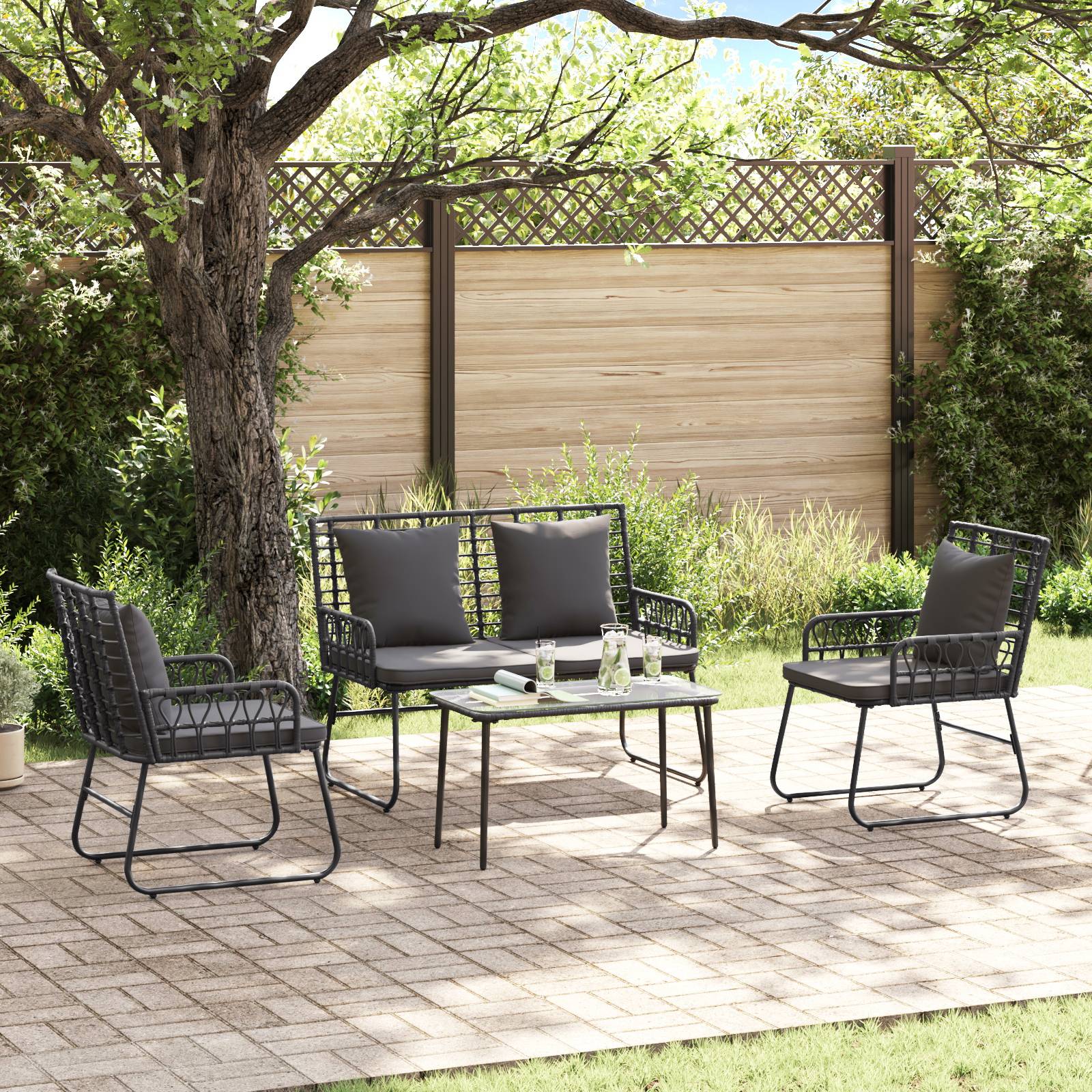 vidaXL Garten Essgruppe 3 pcs Schwarz, Anthrazit 113 x 69 x 83 cm