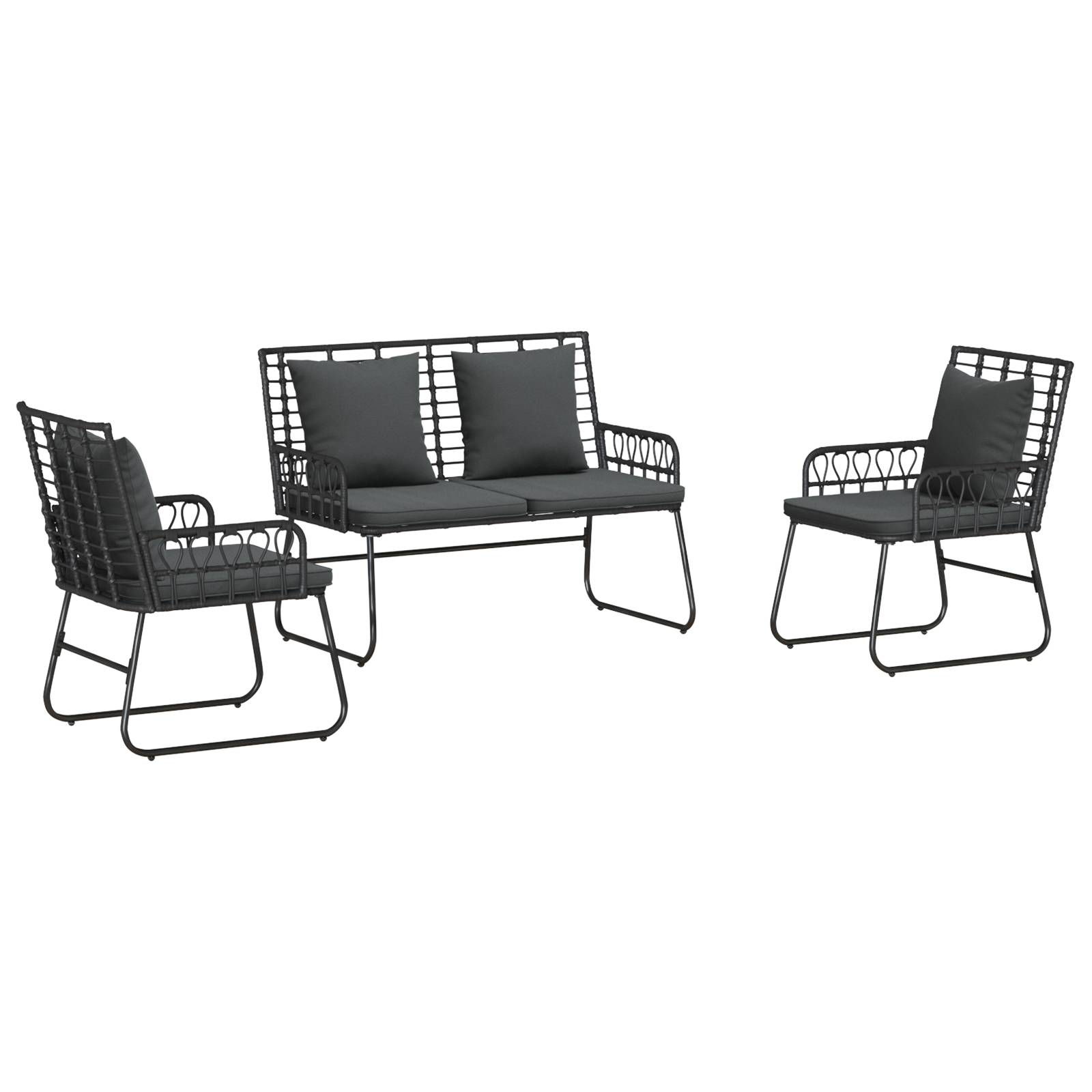 vidaXL Garten Essgruppe 3 pcs Schwarz, Anthrazit 113 x 69 x 83 cm