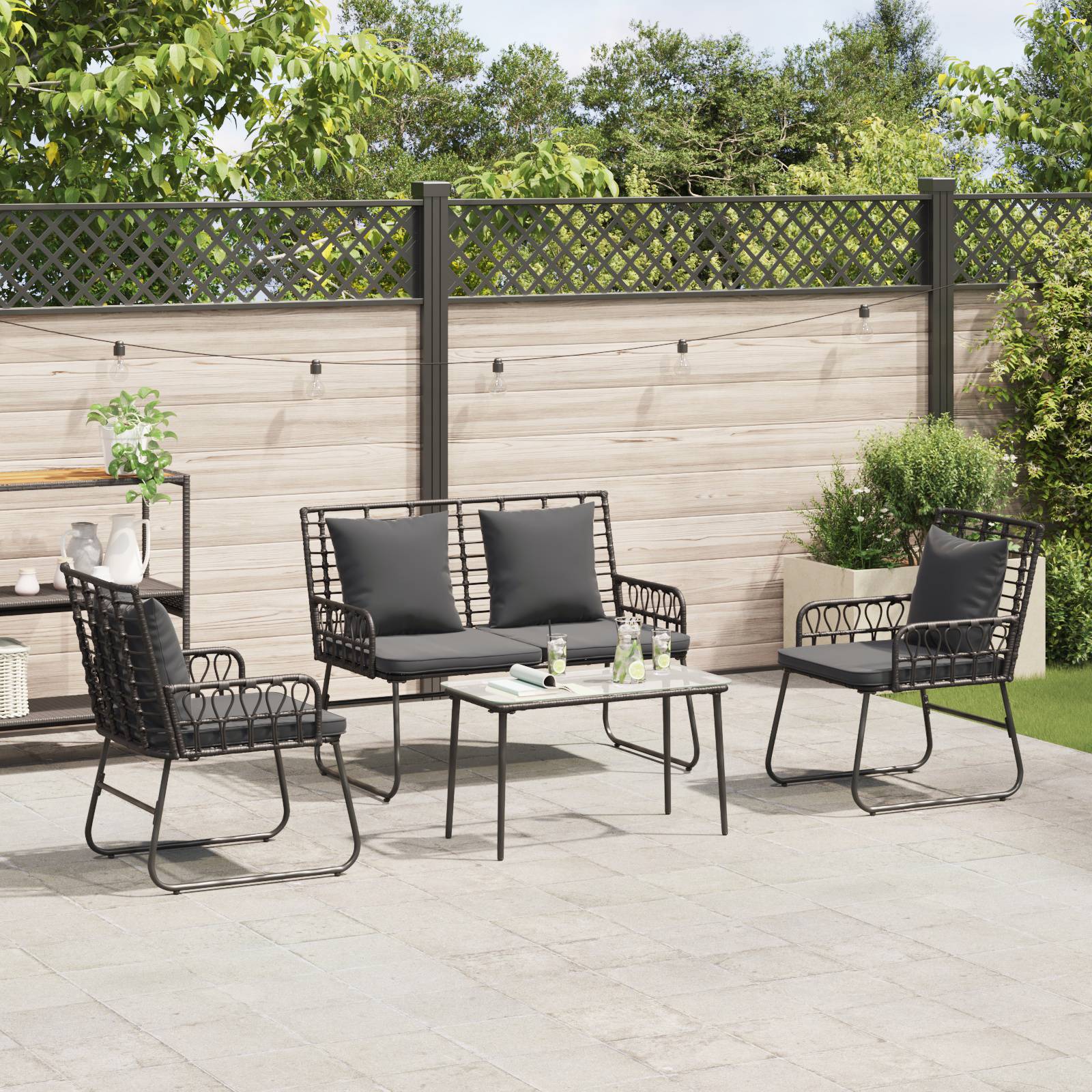 vidaXL Garten Essgruppe 3 pcs Schwarz, Anthrazit 113 x 69 x 83 cm