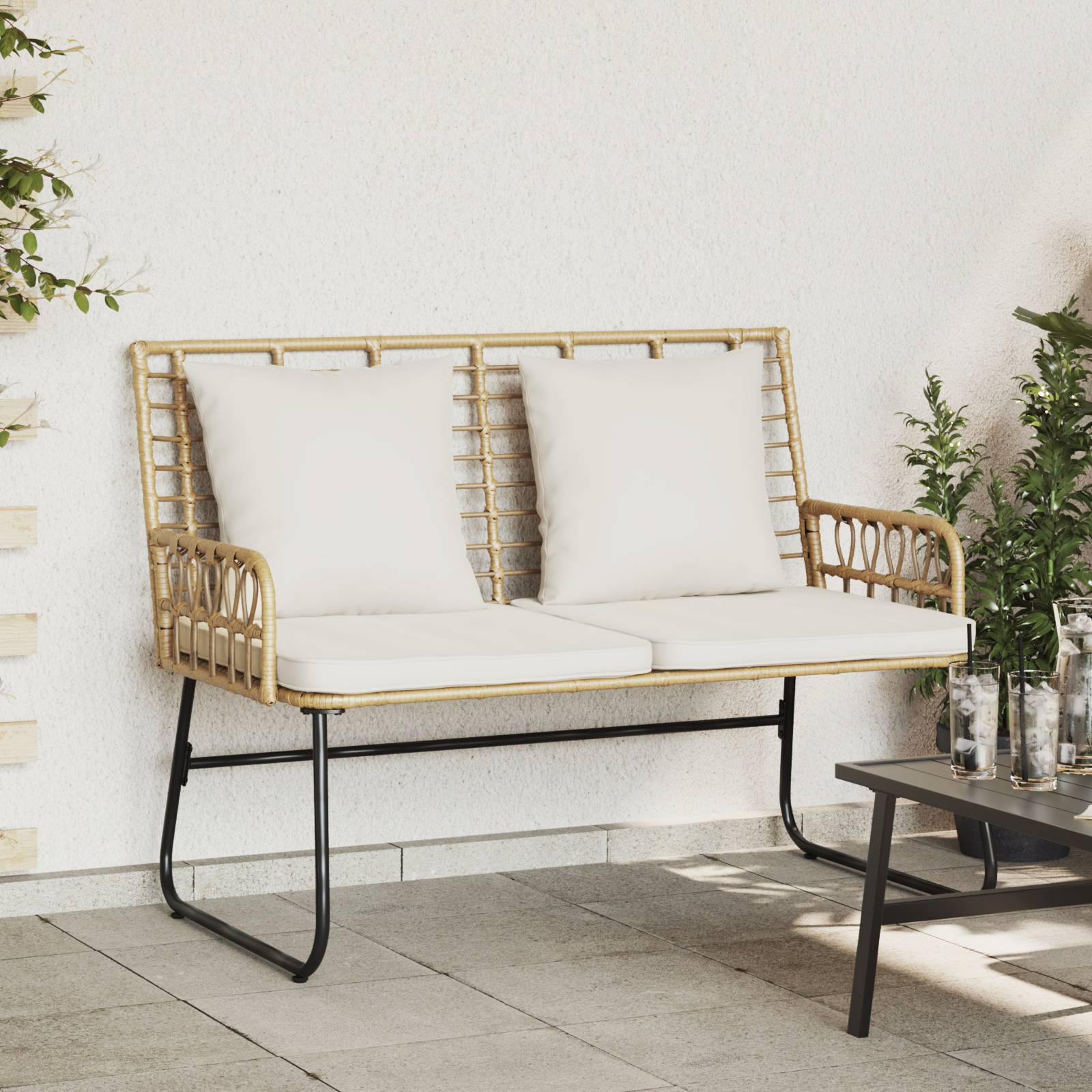 vidaXL Gartenbank mit Kissen Schwarz, Anthrazit 113 x 69 x 83 cm