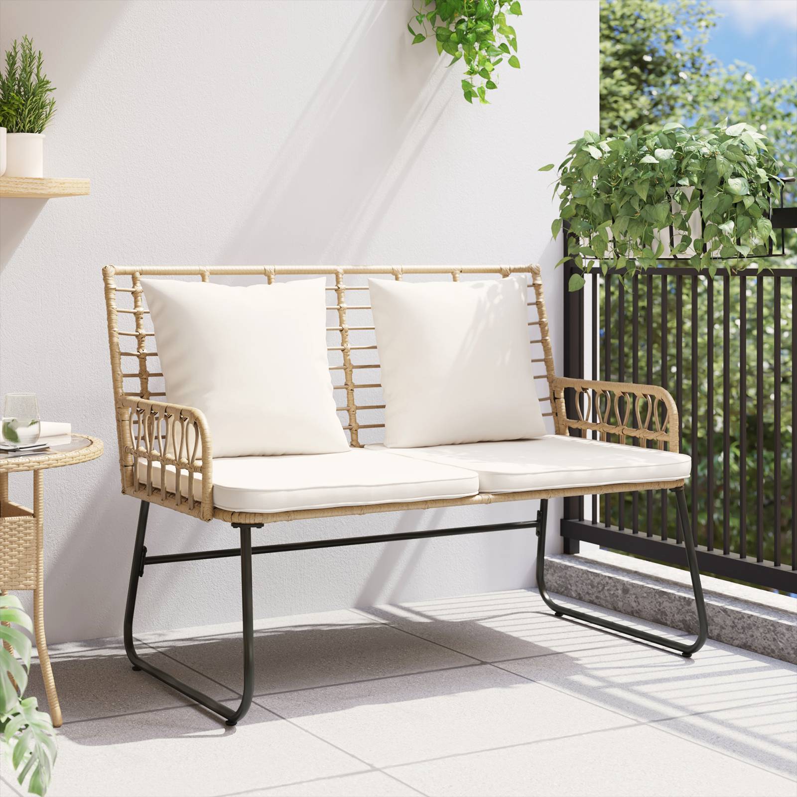 vidaXL Gartenbank mit Kissen Schwarz, Anthrazit 113 x 69 x 83 cm