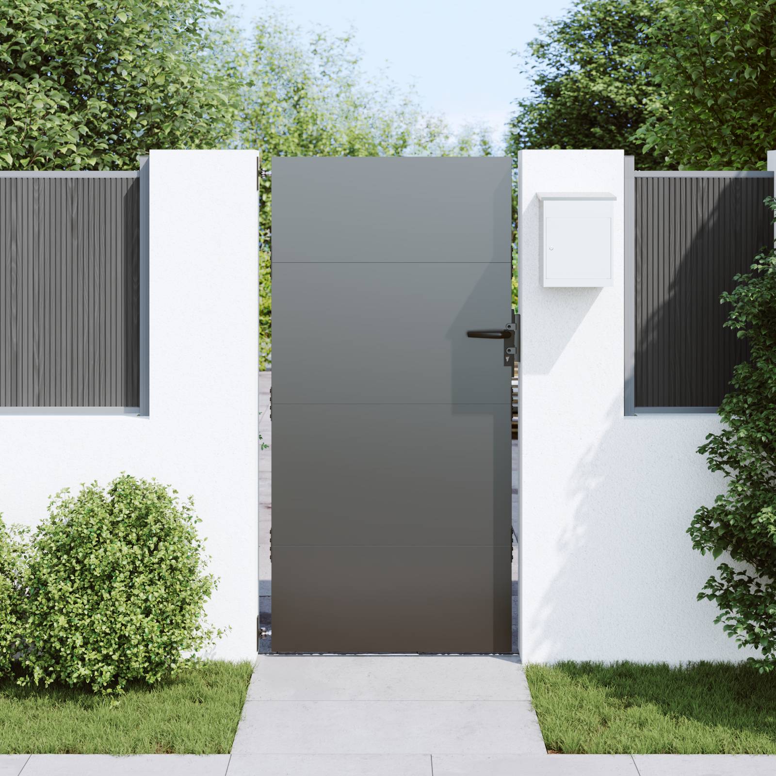 vidaXL Gartentor Schwarz 105 x 200 cm Pulverbeschichteter Stahl