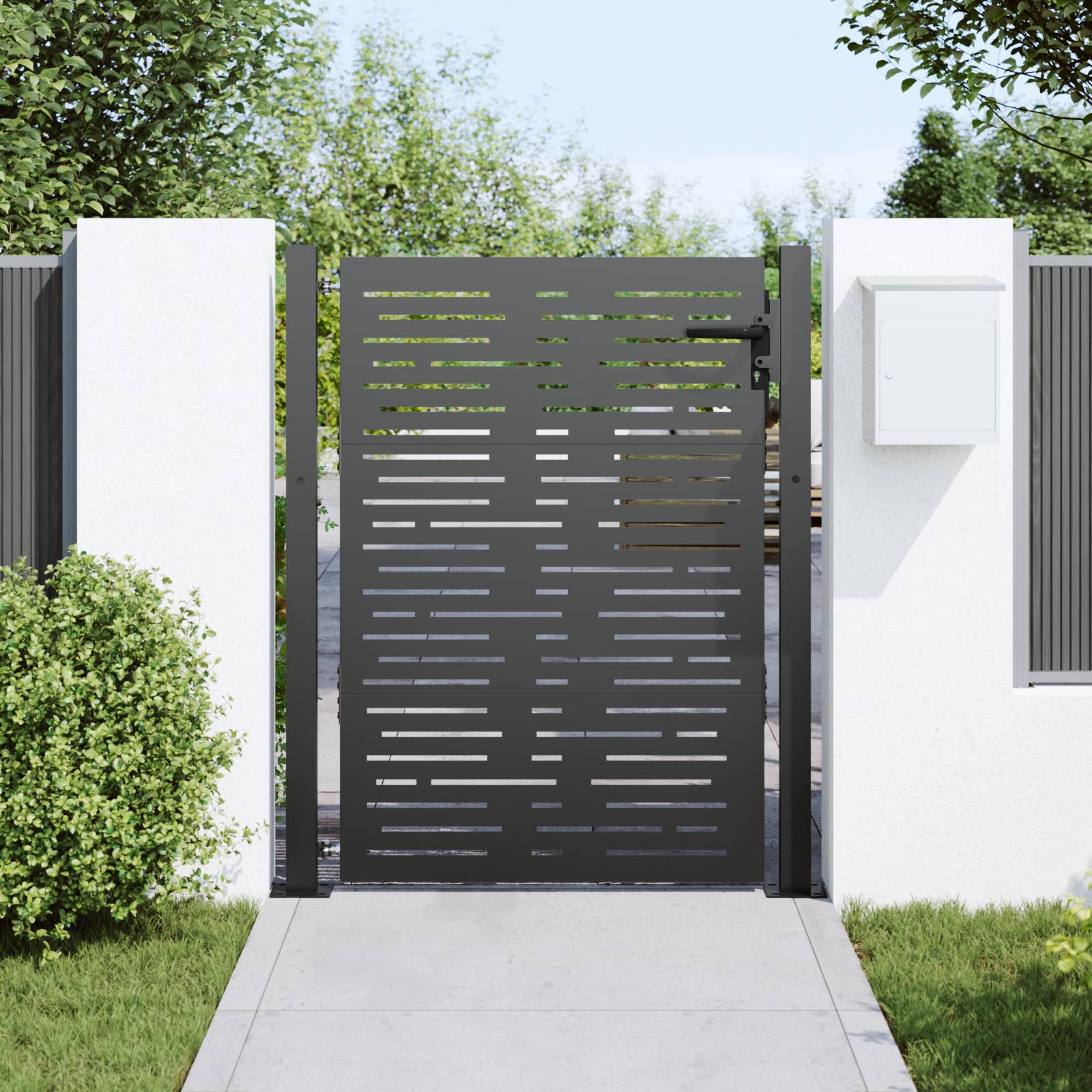 vidaXL Gartentor Schwarz 105 x 150 cm Pulverbeschichteter Stahl