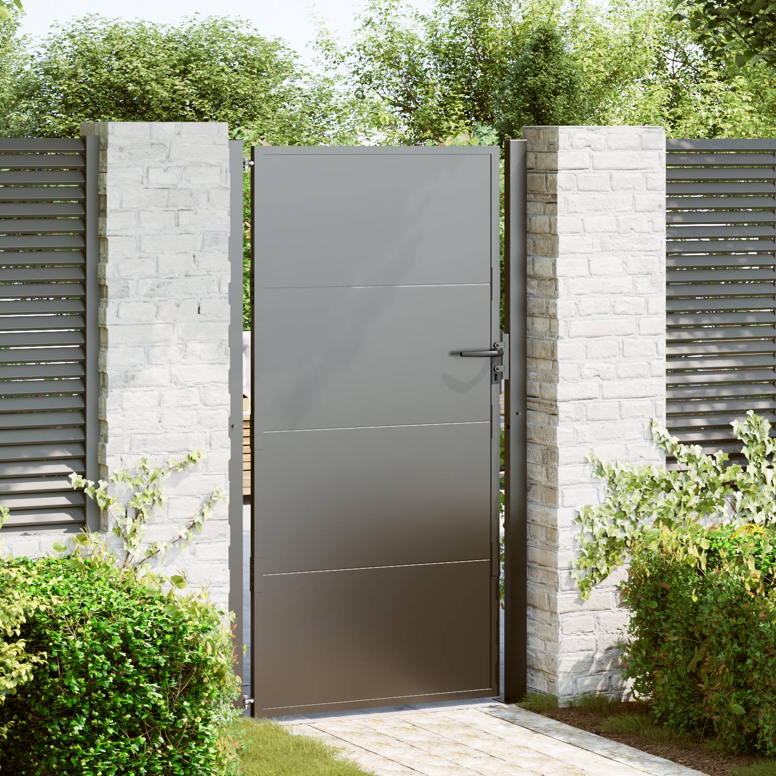 vidaXL Gartentor Schwarz 100 x 175 cm Pulverbeschichteter Stahl