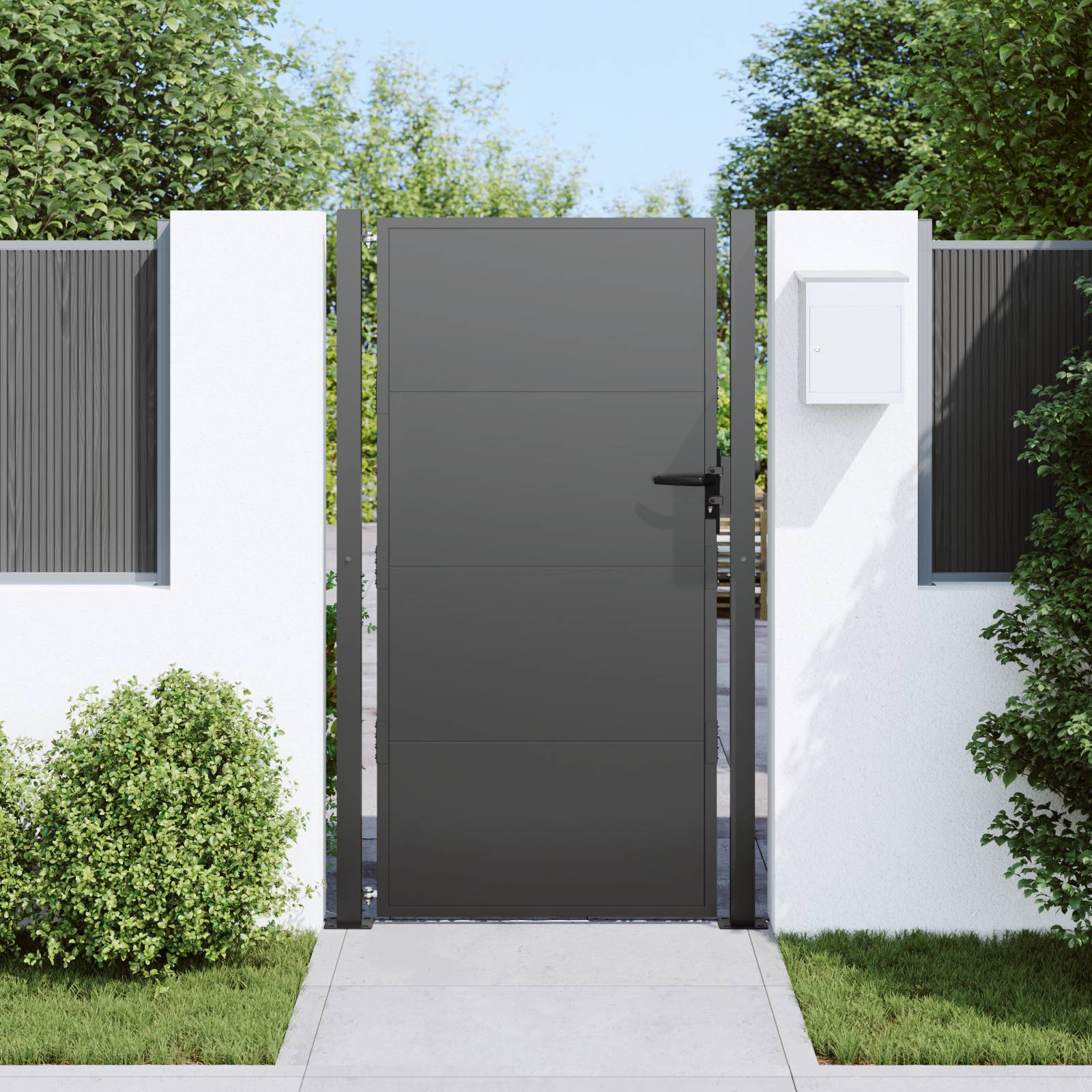 vidaXL Gartentor Schwarz 100 x 175 cm Pulverbeschichteter Stahl