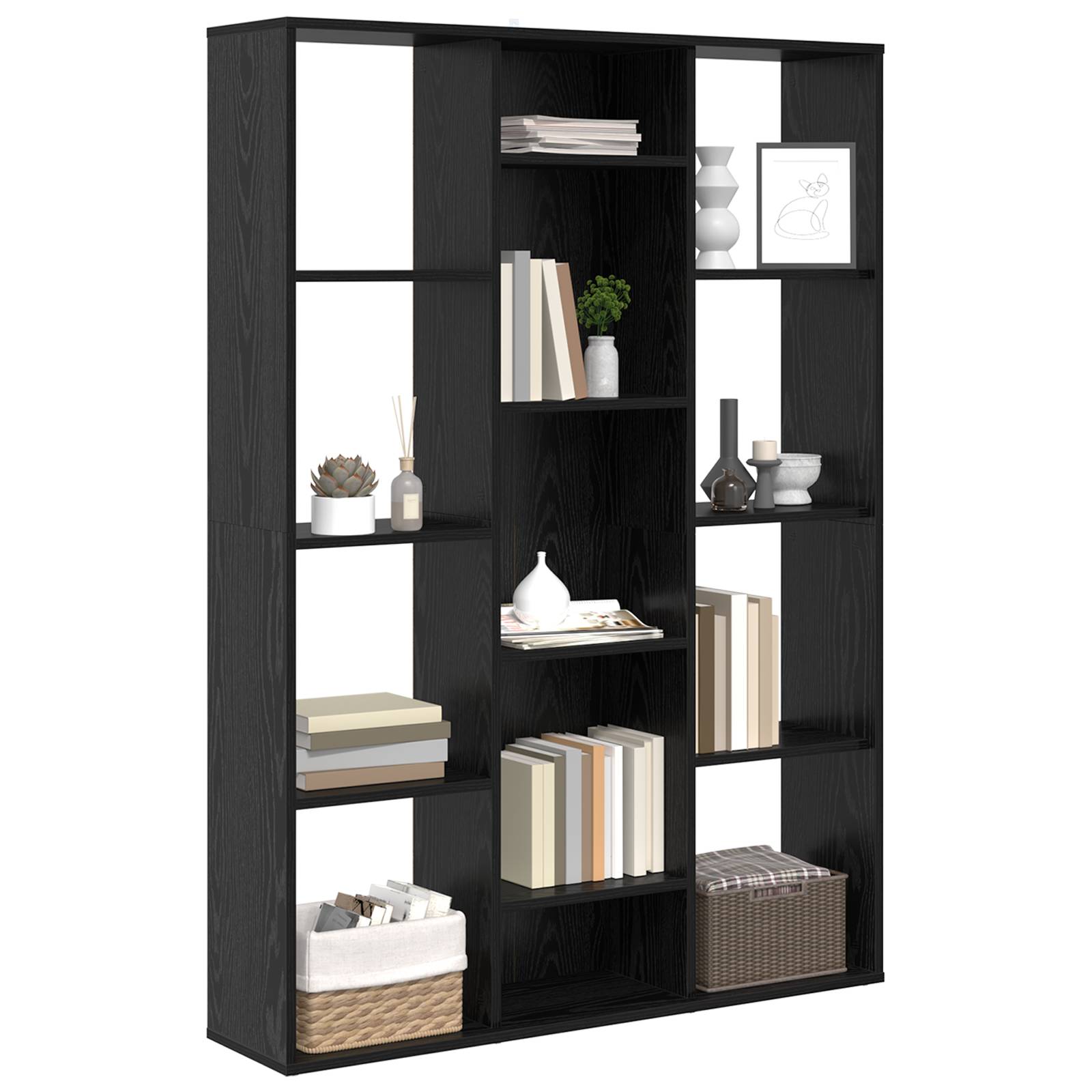 vidaXL Raumteiler Schwarze Eiche 100 x 24 x 140 cm Holzwerkstoff