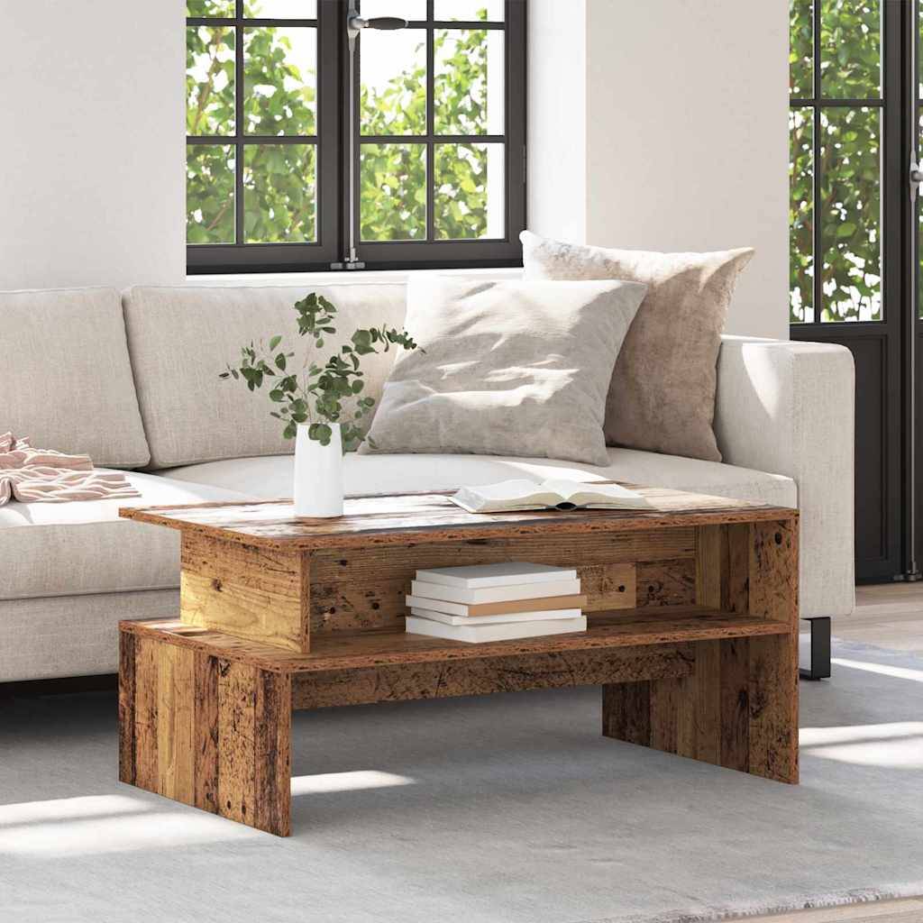 vidaXL Couchtisch mit Regal Sonstiges mit Speicher Altholz 90 x 55 x 42,5 cm Holzwerkstoff