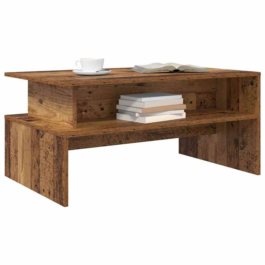 vidaXL Couchtisch mit Regal Sonstiges mit Speicher Altholz 90 x 55 x 42,5 cm Holzwerkstoff