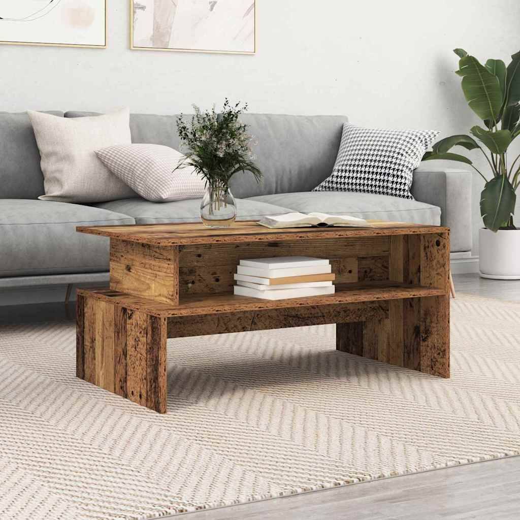vidaXL Couchtisch mit Regal Sonstiges mit Speicher Altholz 90 x 55 x 42,5 cm Holzwerkstoff