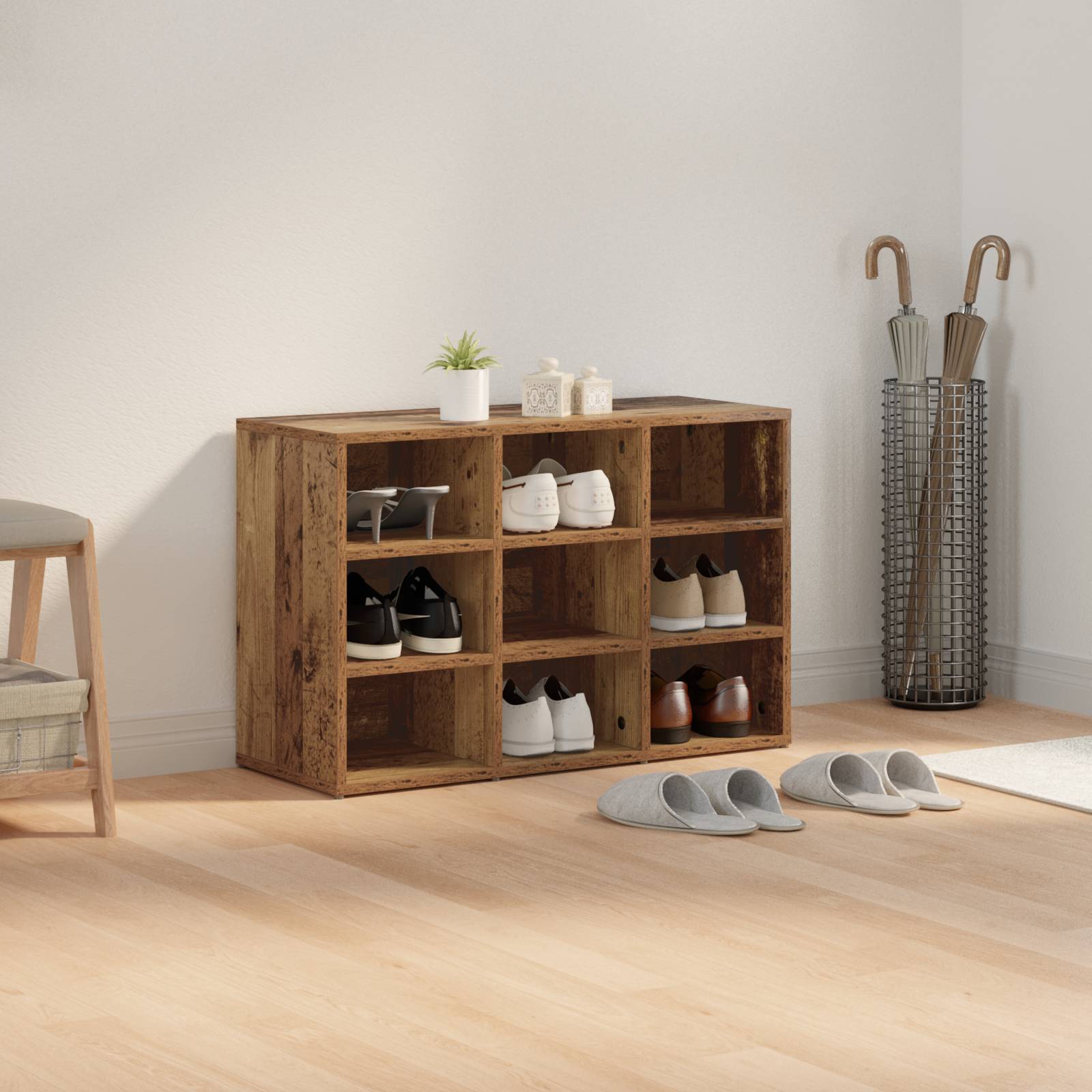 vidaXL Schuhschrank Altes Holz 52,5 x 30 x 50 cm Holzwerkstoff