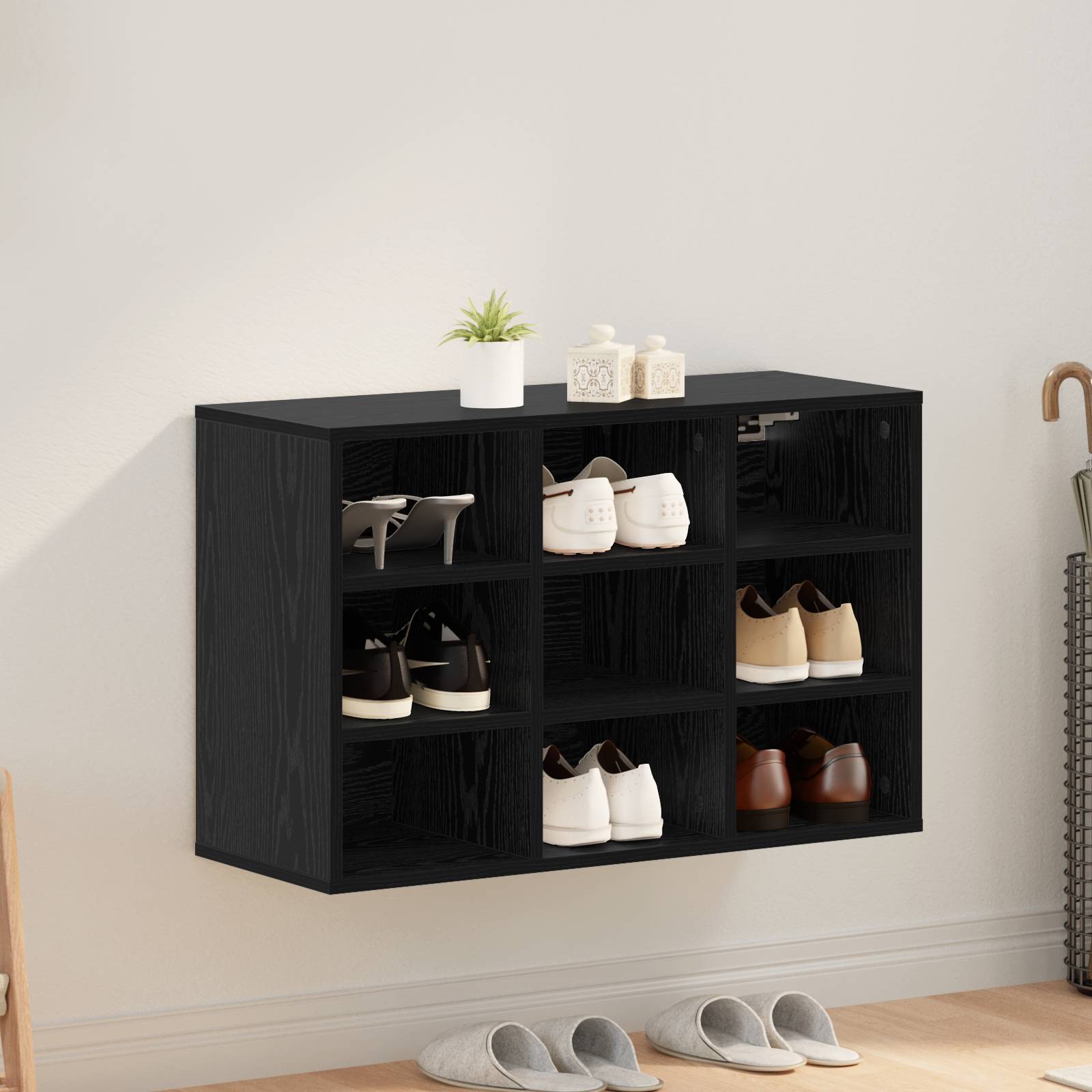 vidaXL Schuhschrank Schwarz Eiche 52,5 x 30 x 50 cm Holzwerkstoff
