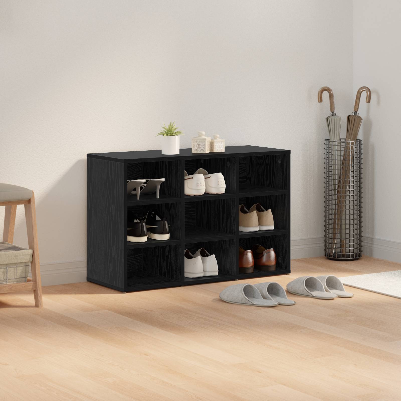 vidaXL Schuhschrank Schwarz Eiche 52,5 x 30 x 50 cm Holzwerkstoff