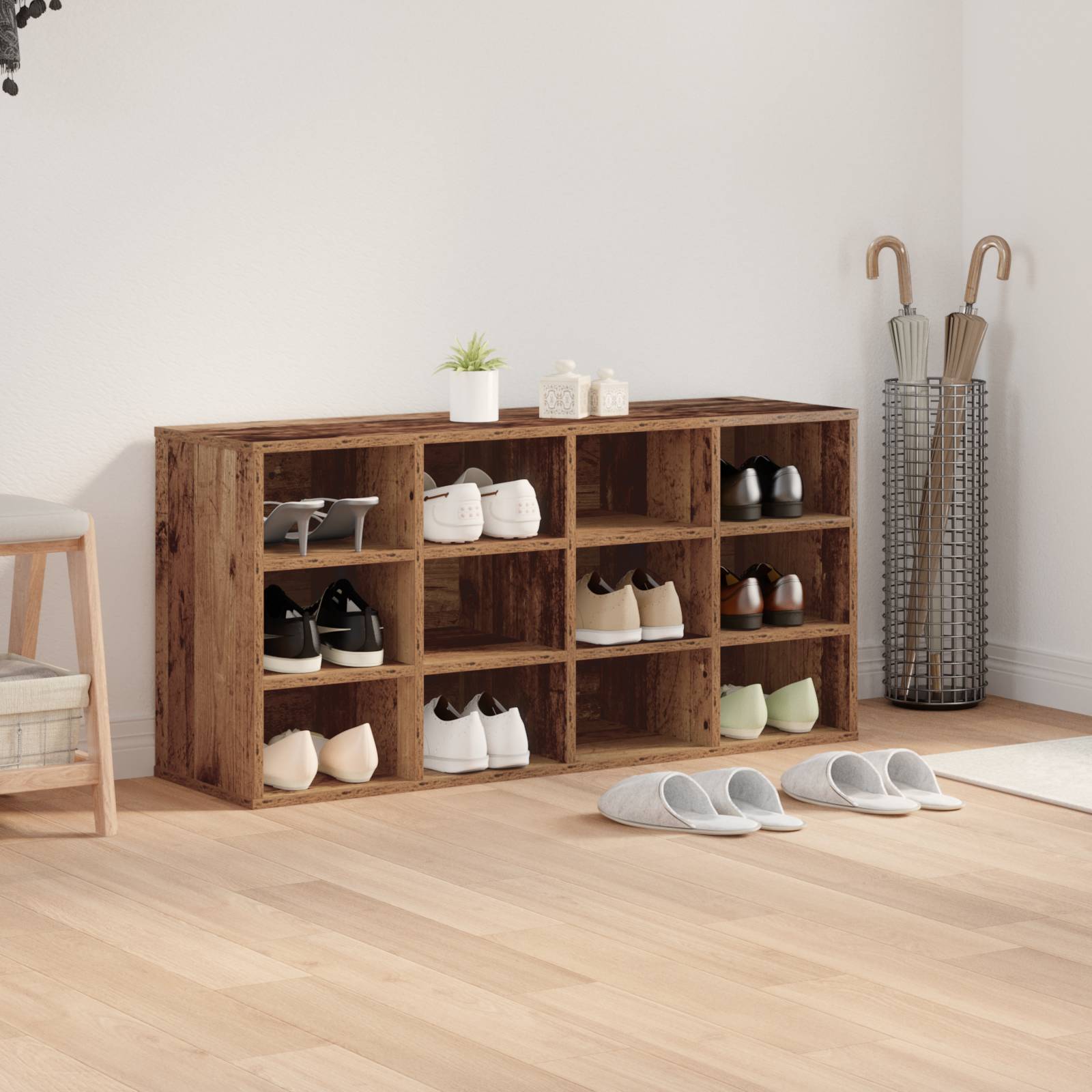 vidaXL Schuhschrank Altes Holz 52,5 x 30 x 50 cm Holzwerkstoff