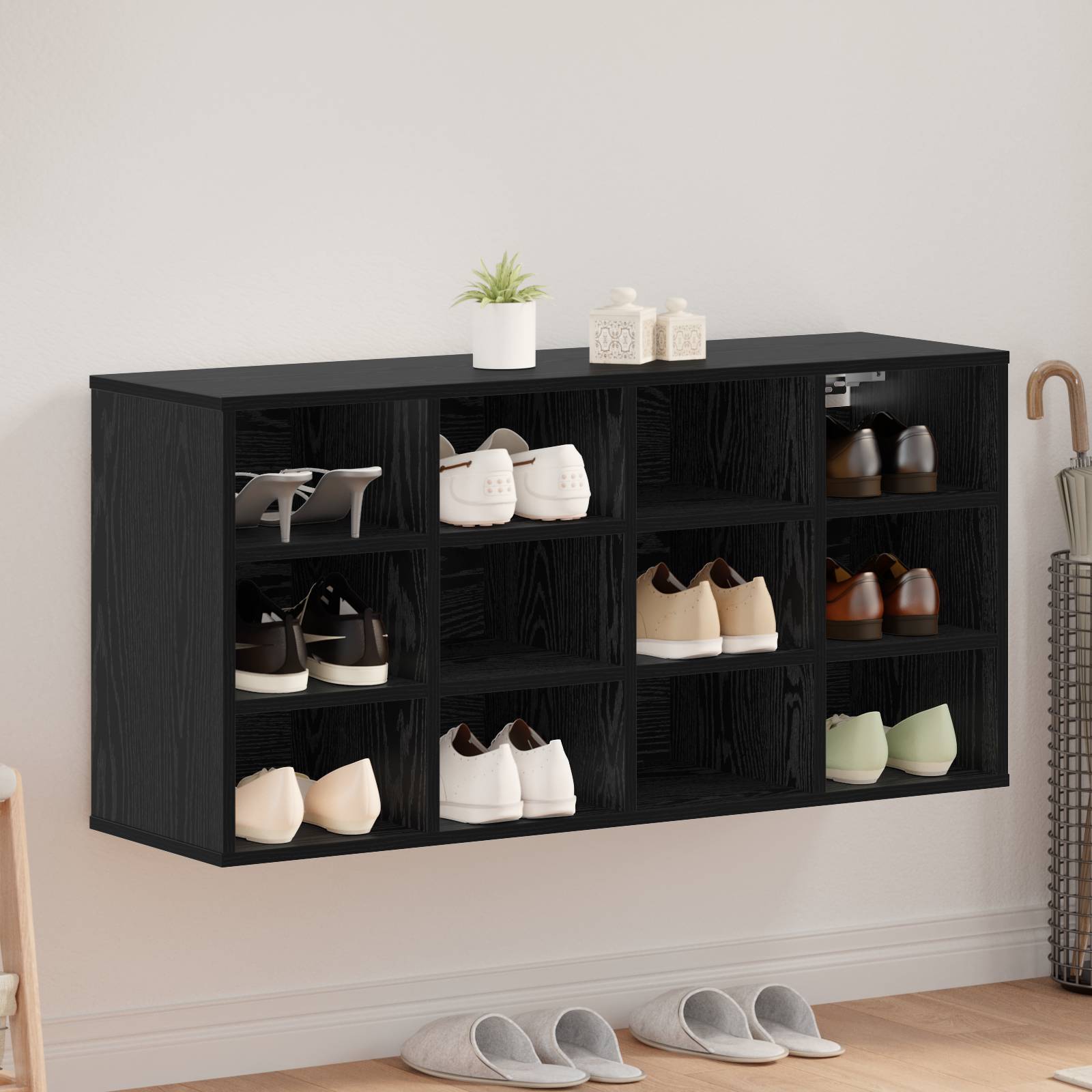vidaXL Schuhschrank Schwarz Eiche 52,5 x 30 x 50 cm Holzwerkstoff