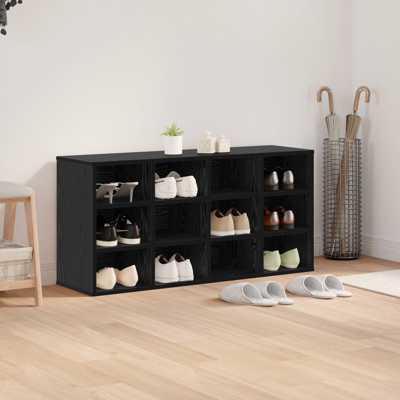 vidaXL Schuhschrank Schwarz Eiche 52,5 x 30 x 50 cm Holzwerkstoff