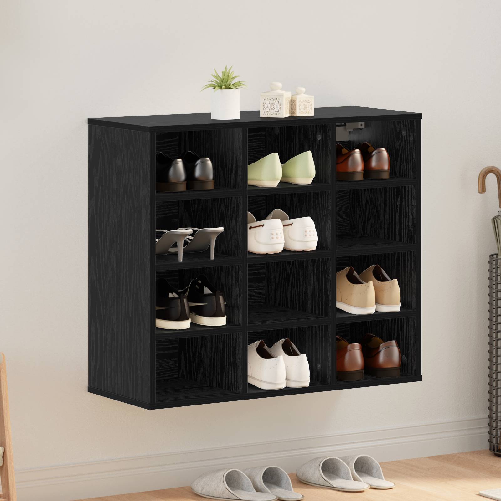 vidaXL Schuhschrank Schwarz Eiche 52,5 x 30 x 50 cm Holzwerkstoff