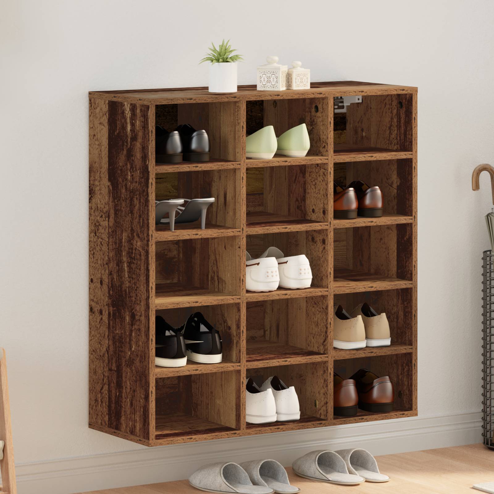 vidaXL Schuhschrank Altes Holz 52,5 x 30 x 50 cm Holzwerkstoff