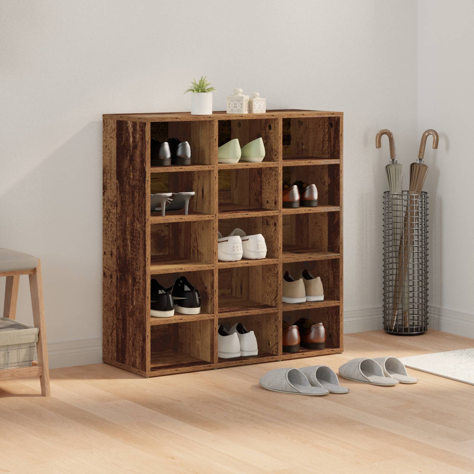 vidaXL Schuhschrank Altes Holz 52,5 x 30 x 50 cm Holzwerkstoff