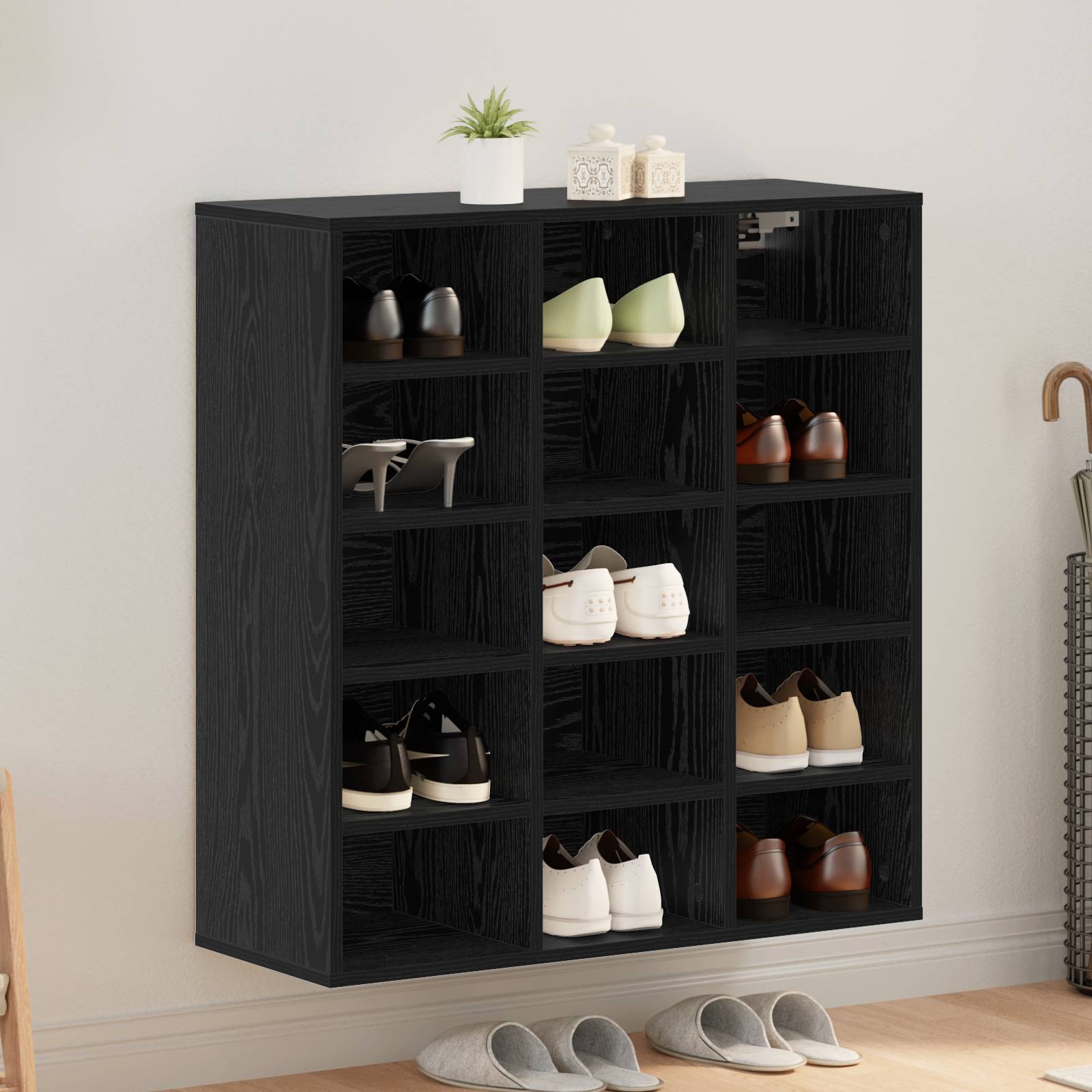 vidaXL Schuhschrank Schwarz Eiche 52,5 x 30 x 50 cm Holzwerkstoff