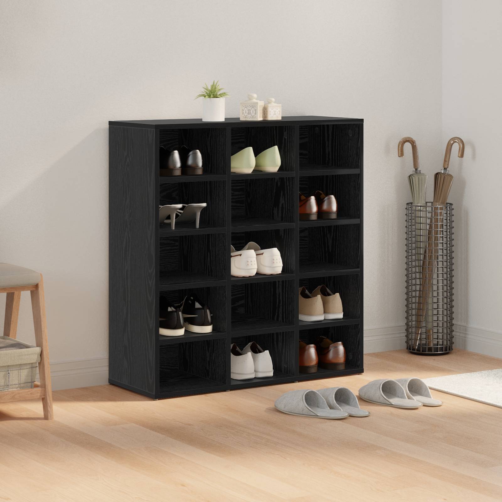 vidaXL Schuhschrank Schwarz Eiche 52,5 x 30 x 50 cm Holzwerkstoff