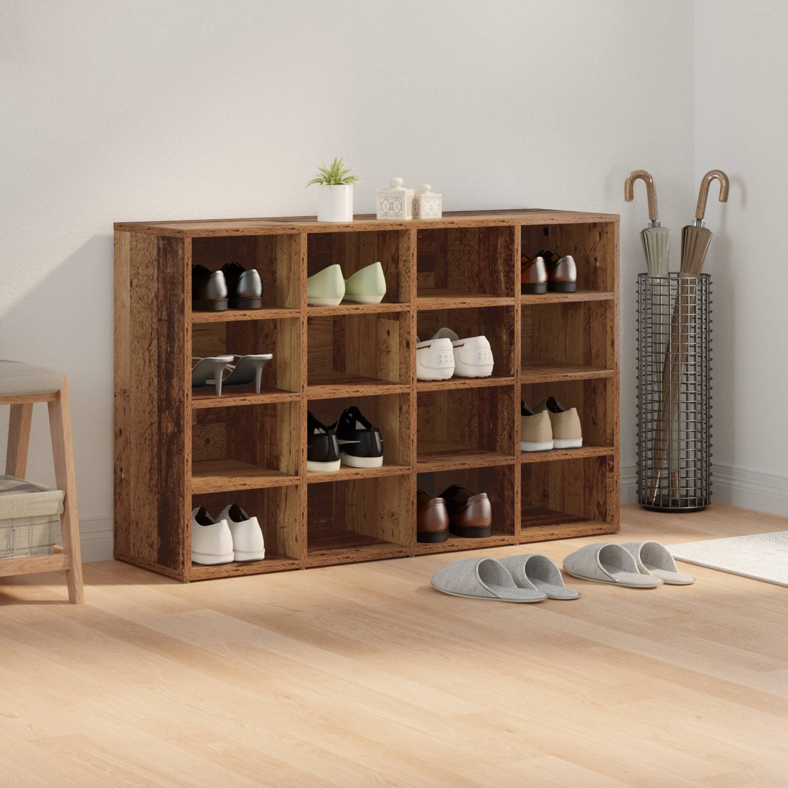 vidaXL Schuhschrank Altes Holz 103 x 30 x 67 cm Holzwerkstoff