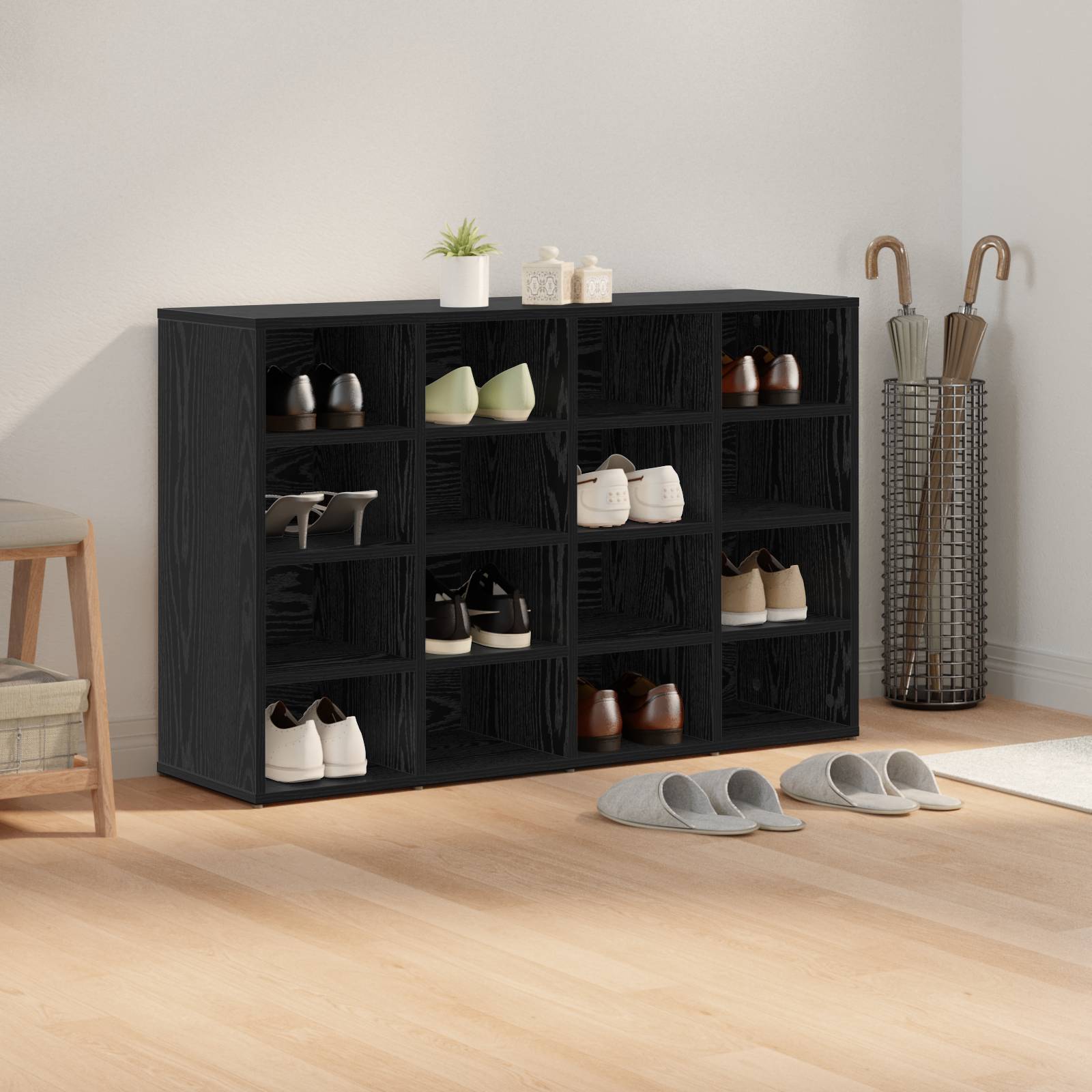 vidaXL Schuhschrank Schwarz Eiche 52,5 x 30 x 50 cm Holzwerkstoff