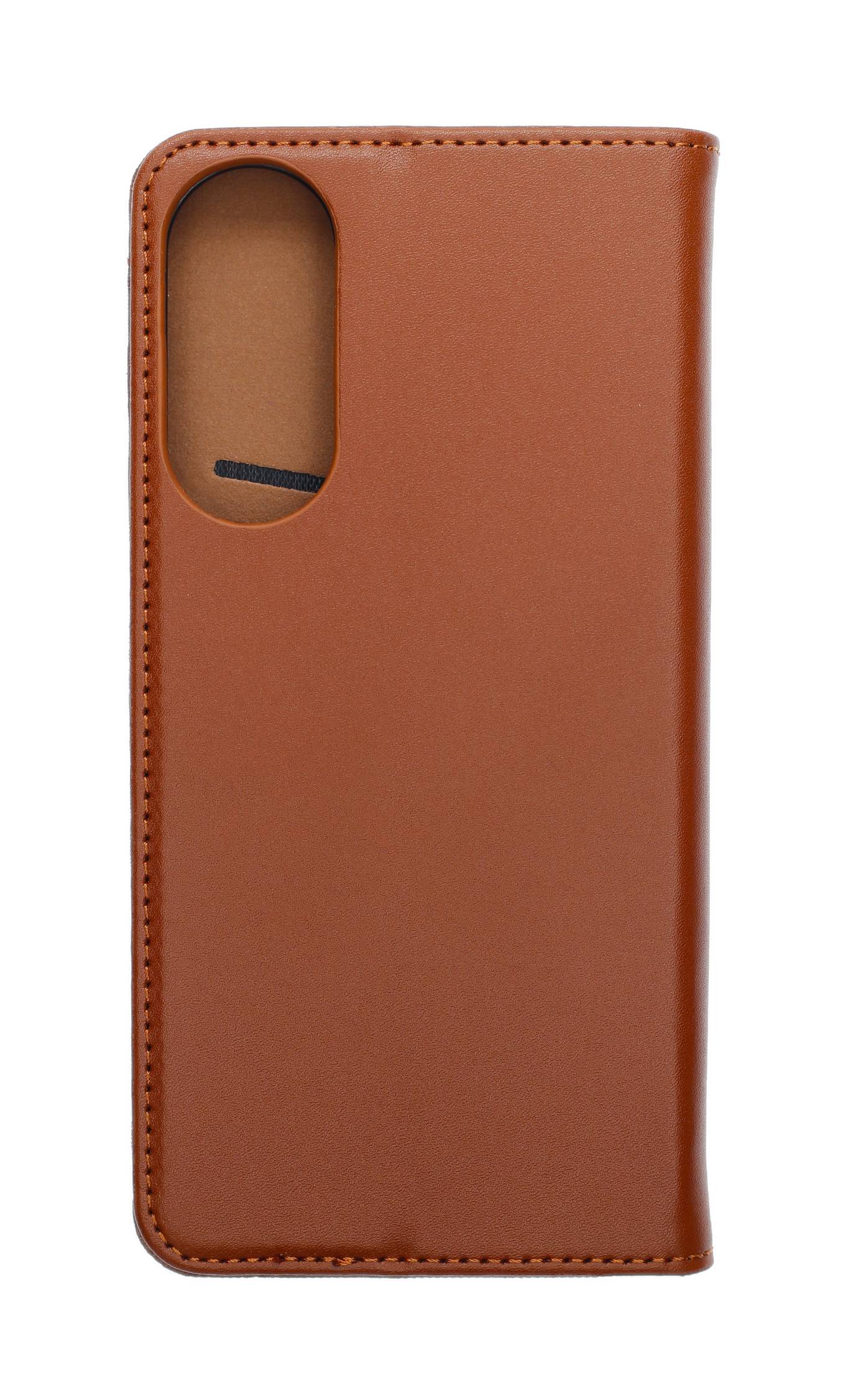 Echt Leder Bookcover Braun für Samsung Galaxy S25 Edge - Handytasche mit Kartenfach und Standfunktion