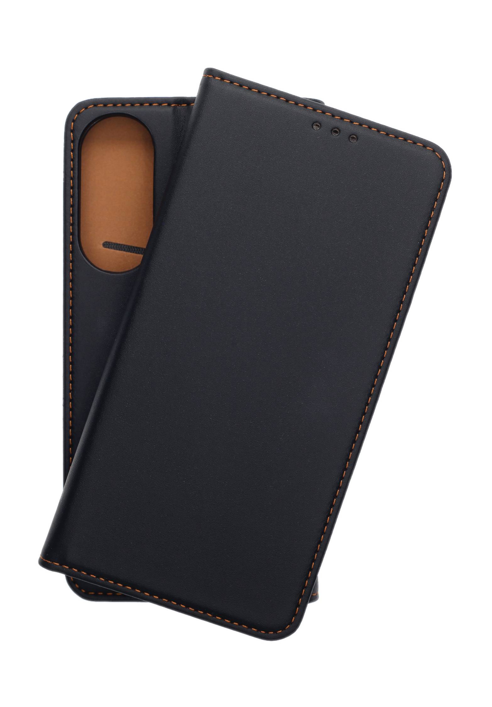 Echt Leder Bookcover Schwarz für Samsung Galaxy S25 Edge - Handytasche mit Kartenfach und Standfunktion