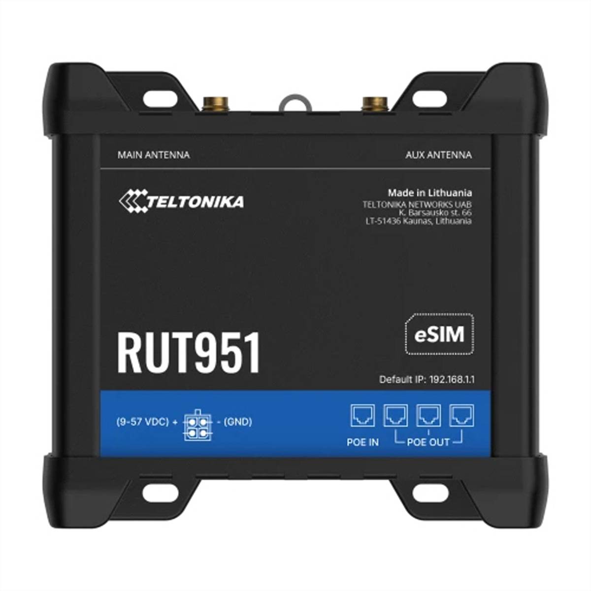 TELTONIKA RUT951 LTE/4G Industrie Router PoE, mit Netzteil, RUT951B10K00, RUT951 PoE+, INDUSTRIELLER PoE+ MOBILFUNK-ROU