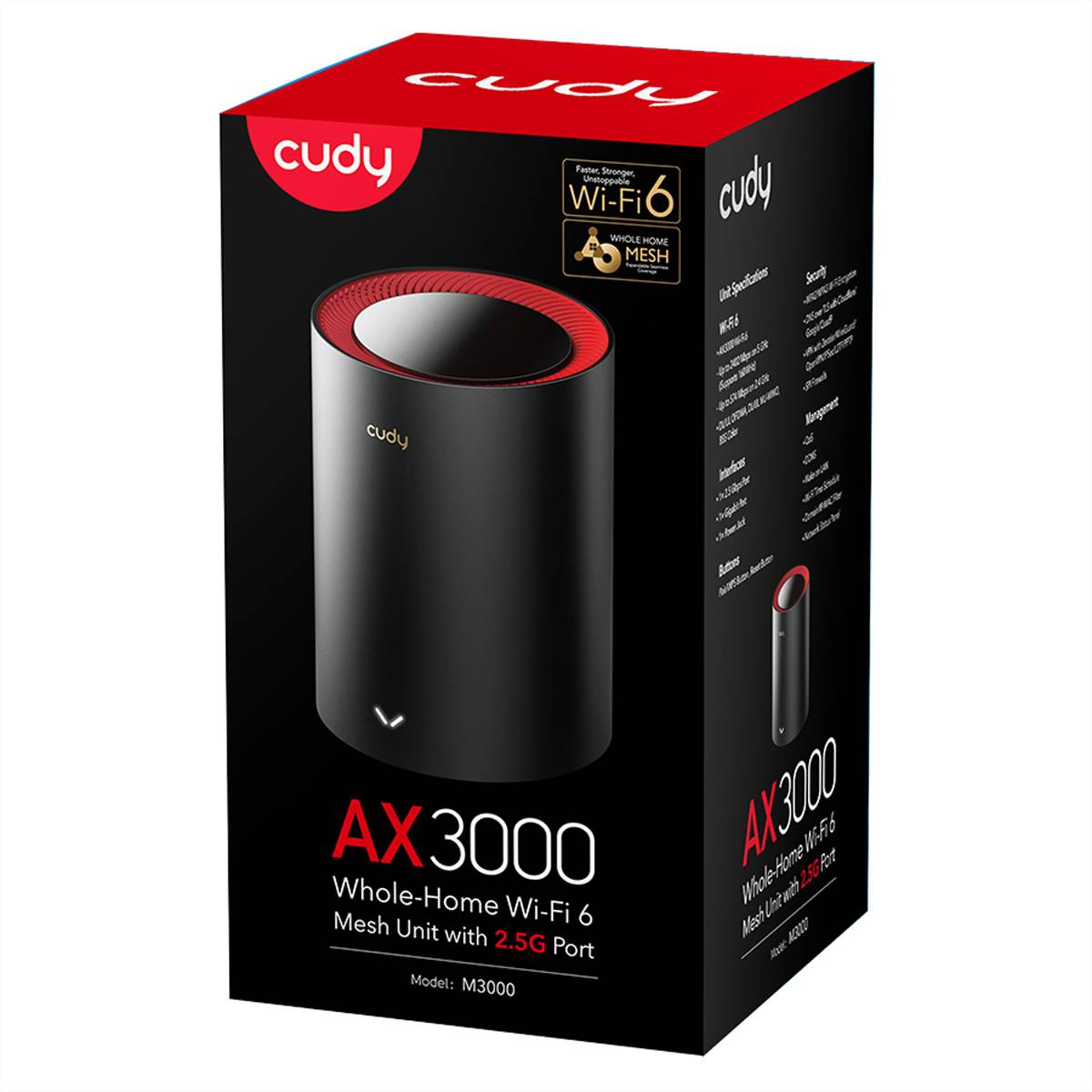 CUDY M3000 AX3000 Wi-Fi 6 Mesh 2.5G 1er-Pack schwarz
