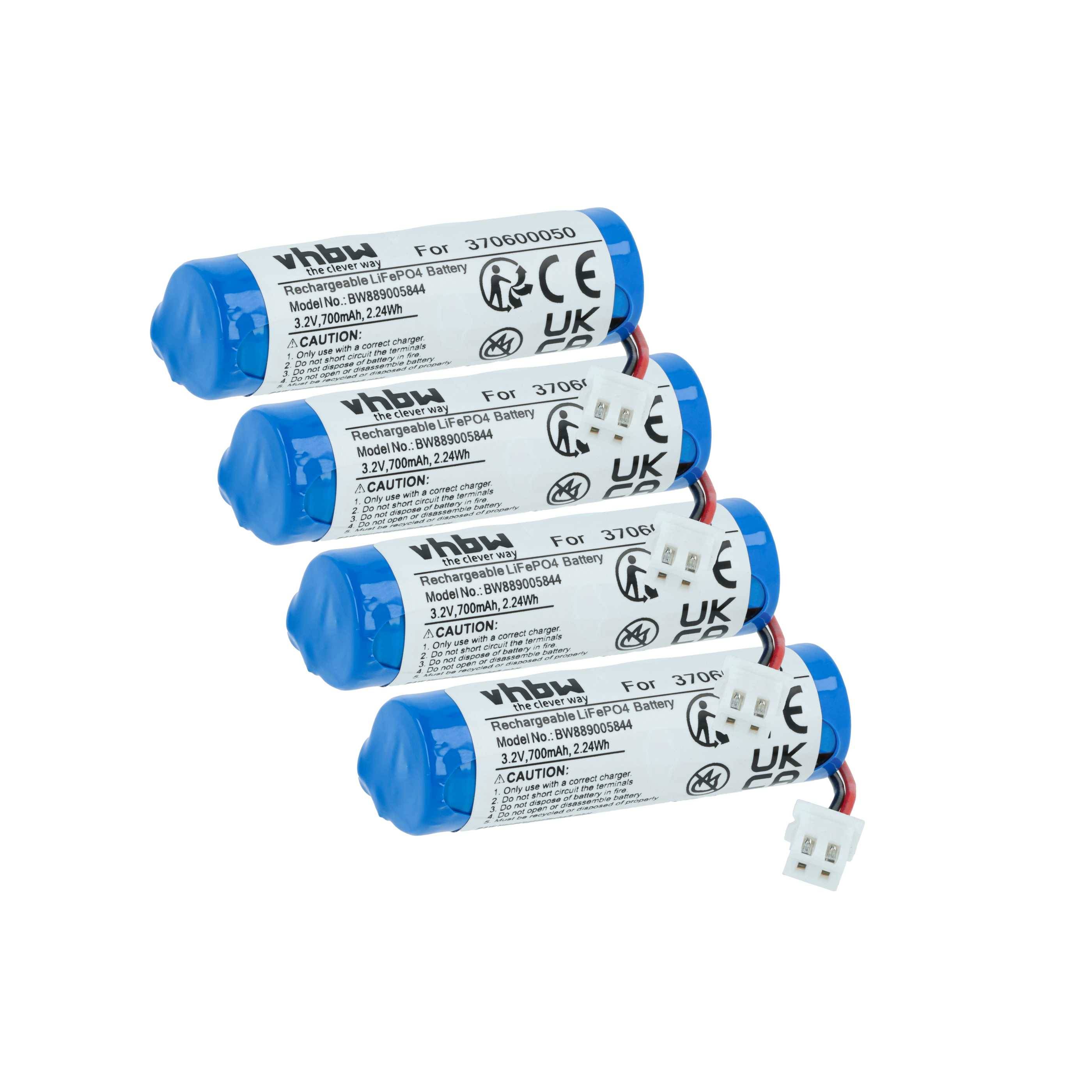 vhbw 4x Akku kompatibel mit Carrera 370200990, 370200992, 370200991 Racing Car (700mAh, 3,2V, LiFePO4, 50 x 16 x 14 mm, JST ZH)