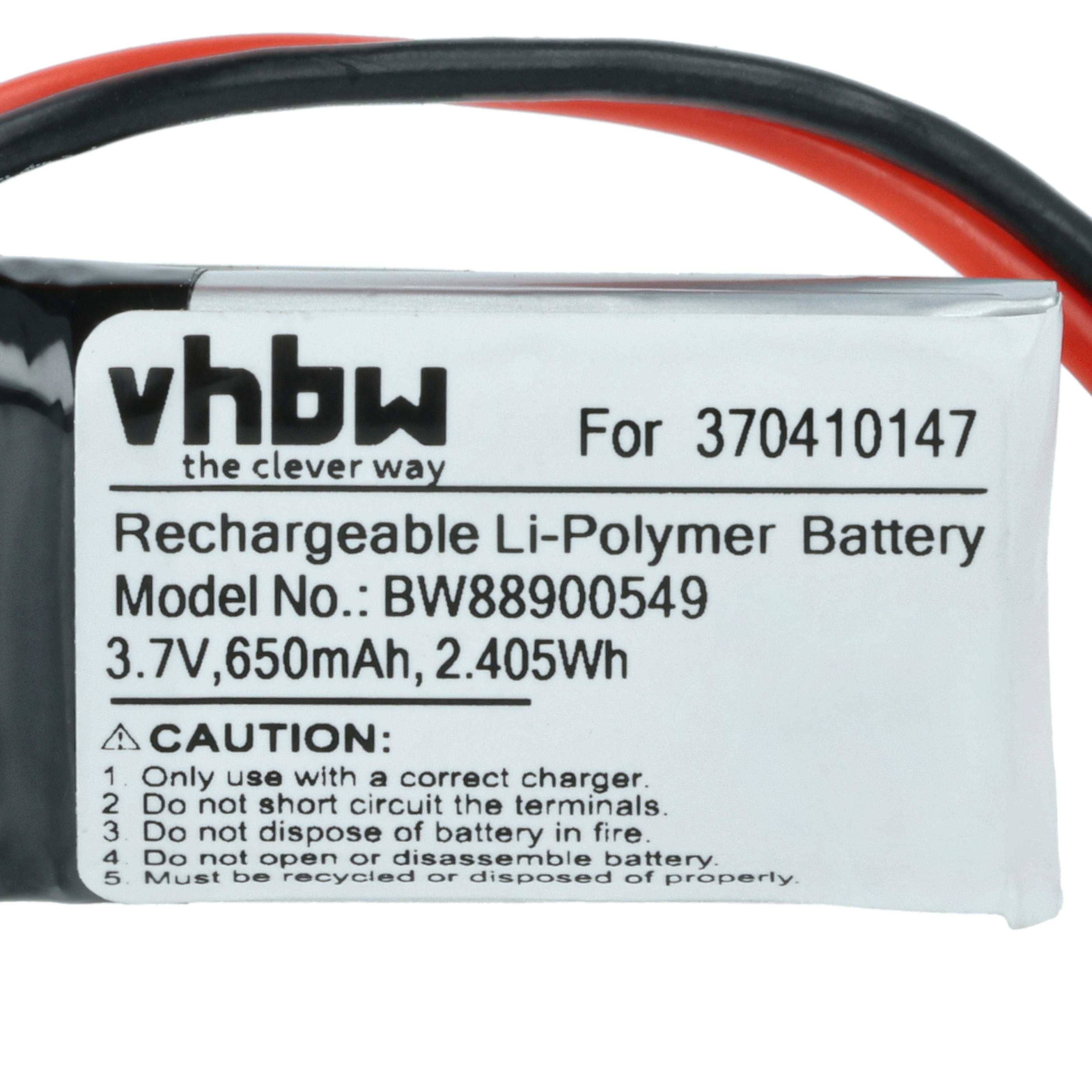 vhbw 4x Akku Ersatz für Carrera 370410147 für Racing Car (650mAh, 3,7V, Li-Polymer, 38 x 20 x 7 mm, JST BEC)