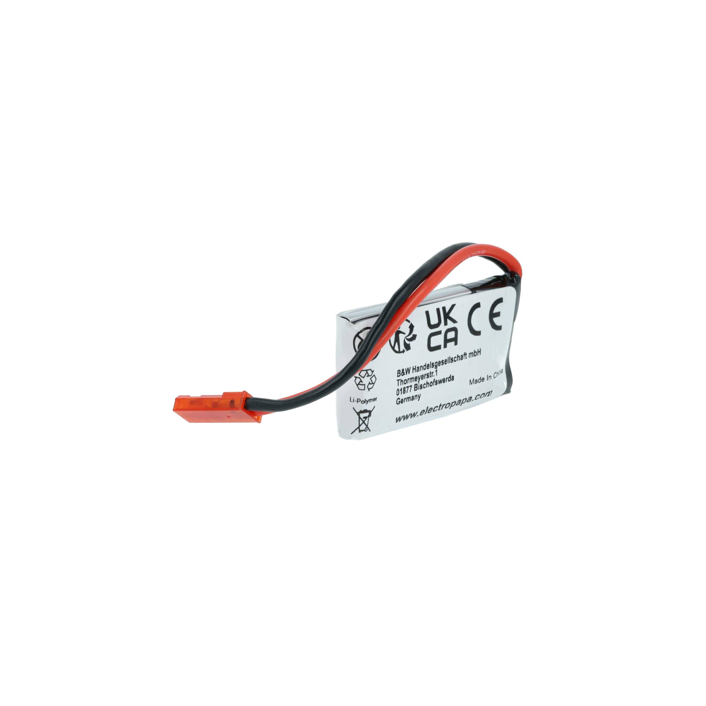 vhbw 4x Akku Ersatz für Carrera 370410147 für Racing Car (650mAh, 3,7V, Li-Polymer, 38 x 20 x 7 mm, JST BEC)