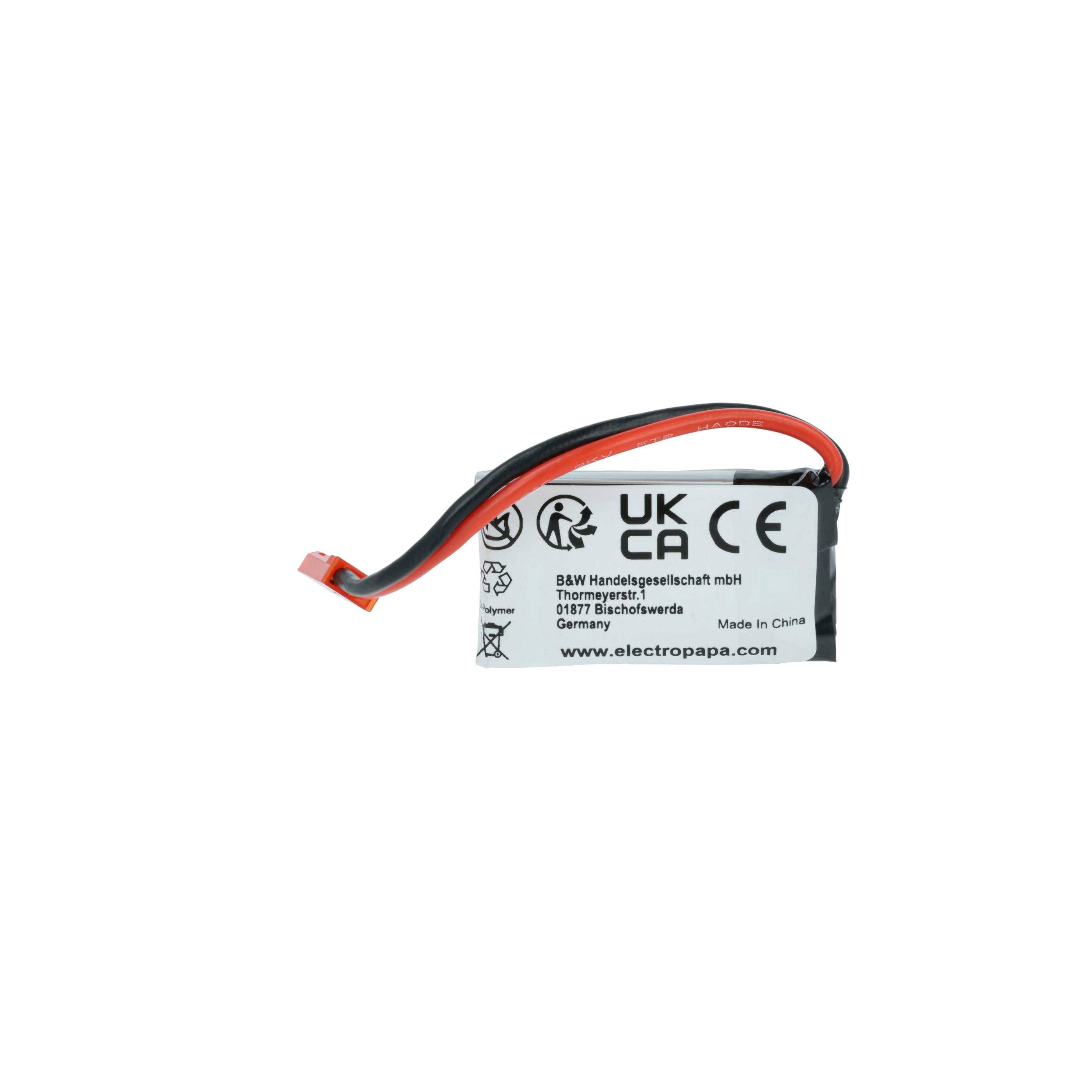 vhbw 4x Akku Ersatz für Carrera 370410147 für Racing Car (650mAh, 3,7V, Li-Polymer, 38 x 20 x 7 mm, JST BEC)