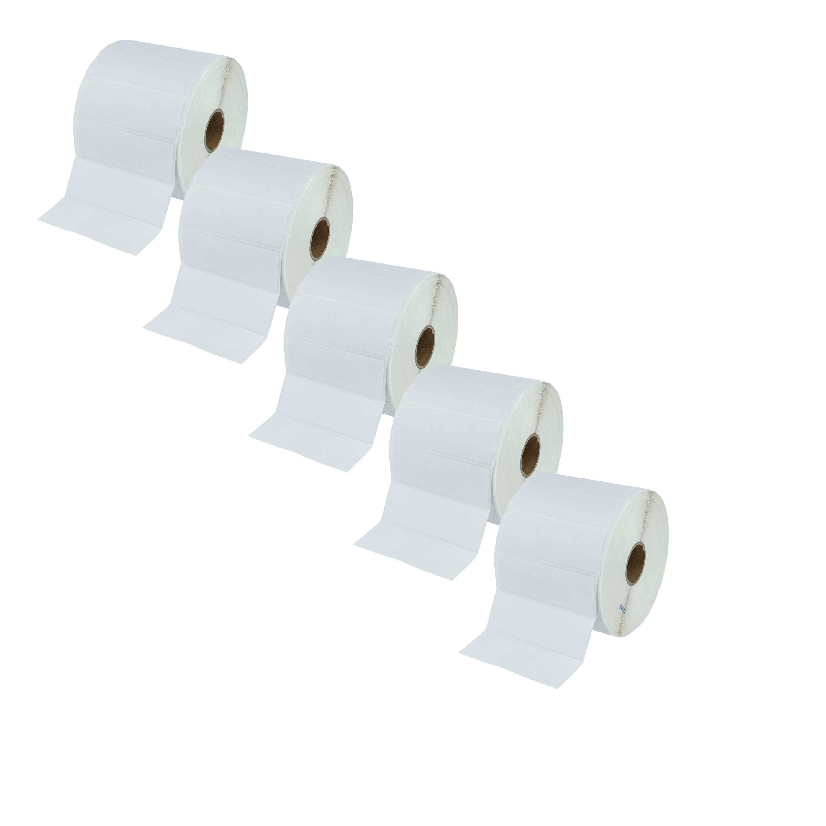 vhbw 5x Thermo-Etiketten-Rolle 25,4mm x 76,2mm (2000 Etiketten) kompatibel mit Zebra TLP2742 Etiketten-Drucker - Selbstklebend Weiß