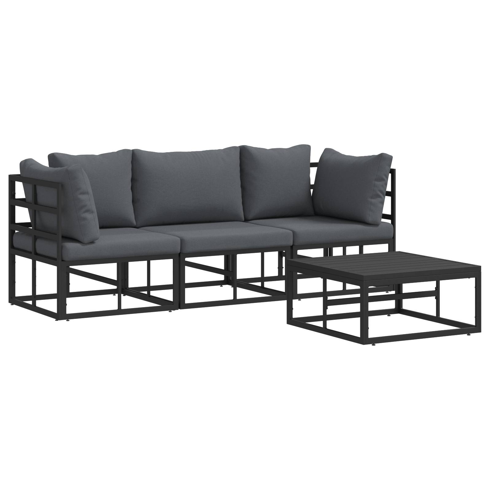 vidaXL Garten-Sofa-Set 4 pcs Schwarz 70 x 70 x 32 cm Aluminium