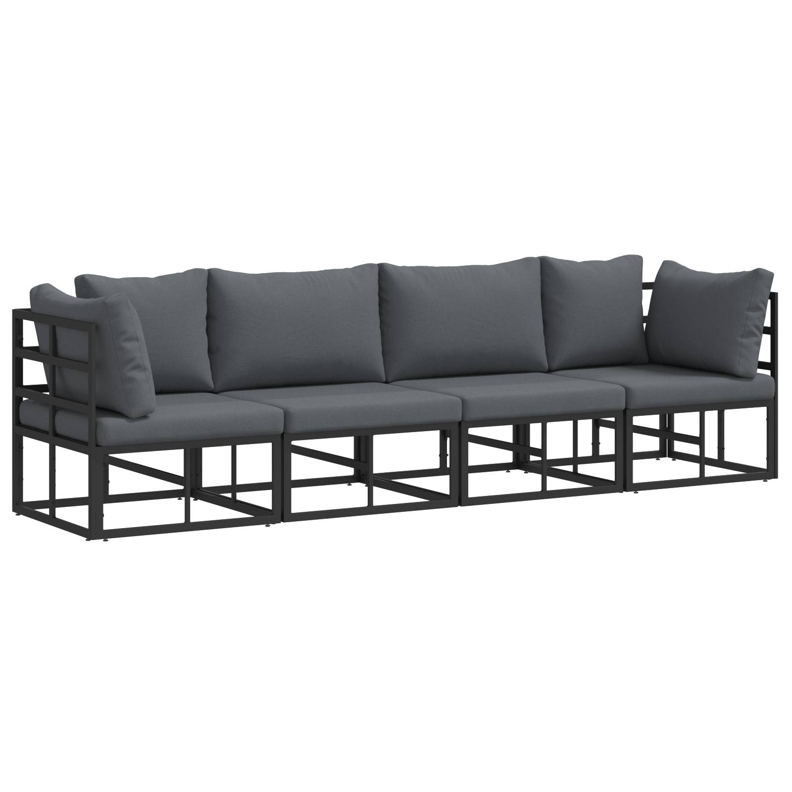 vidaXL Garten-Sofa-Set 4 pcs Schwarz 283 x 71.5 x 71 cm Aluminium
