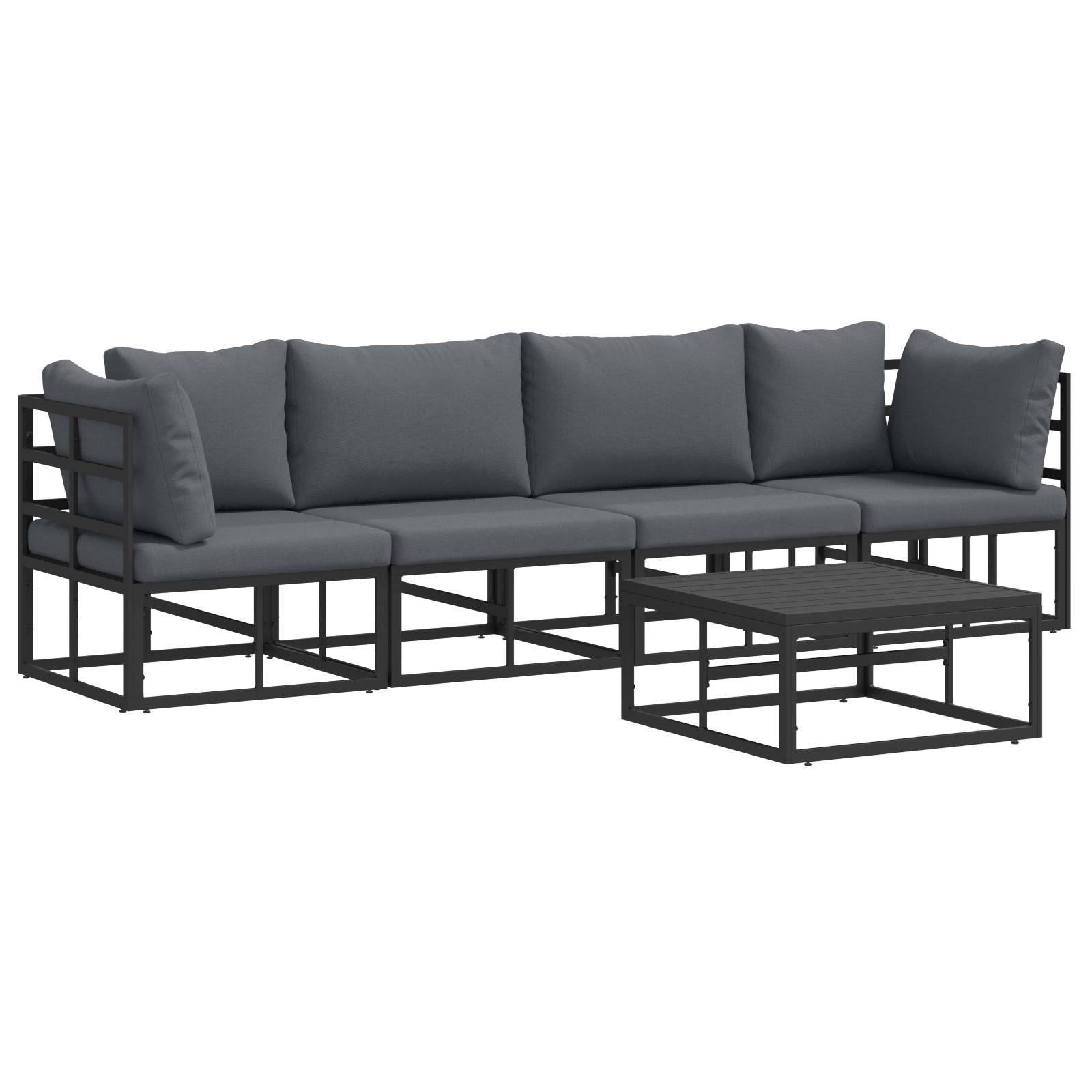 vidaXL Garten-Sofa-Set 5 pcs Schwarz 70 x 70 x 32 cm Aluminium